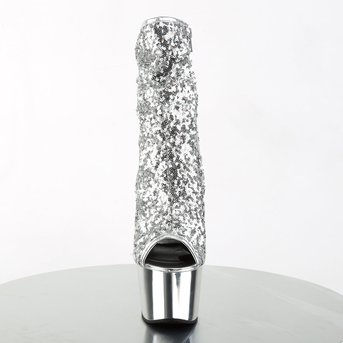 Pleaser Damen Knöchelstiefel ADORE-1008SQ SLV-Pailletten / SLV-Chrom