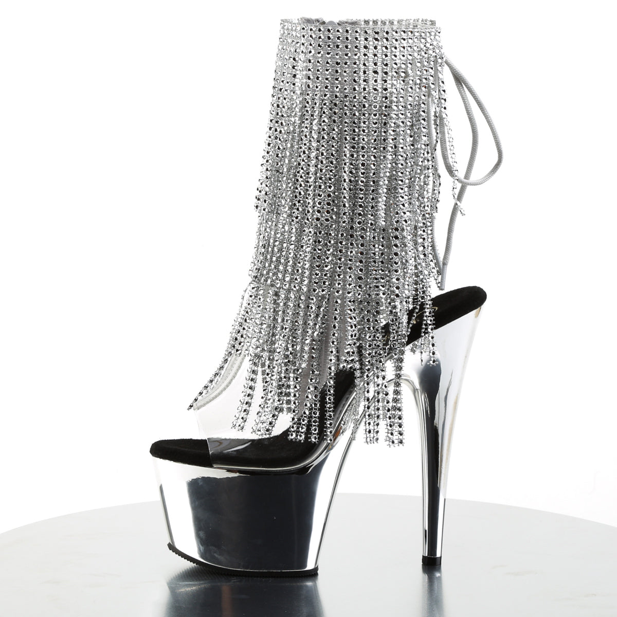 Pleaser Damen Knöchelstiefel ADORE-1017RSF CLR-SLV / SLV-Chrom