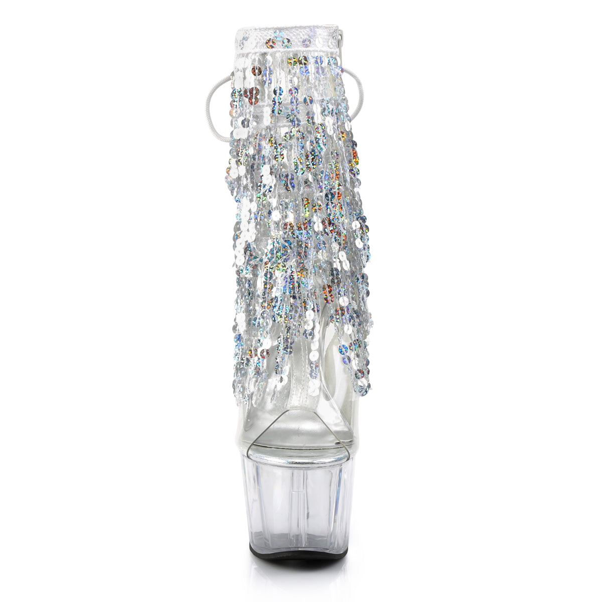 Pleaser Damen Knöchelstiefel ADORE-1017SQF CLR-SLV HOLO / CLR