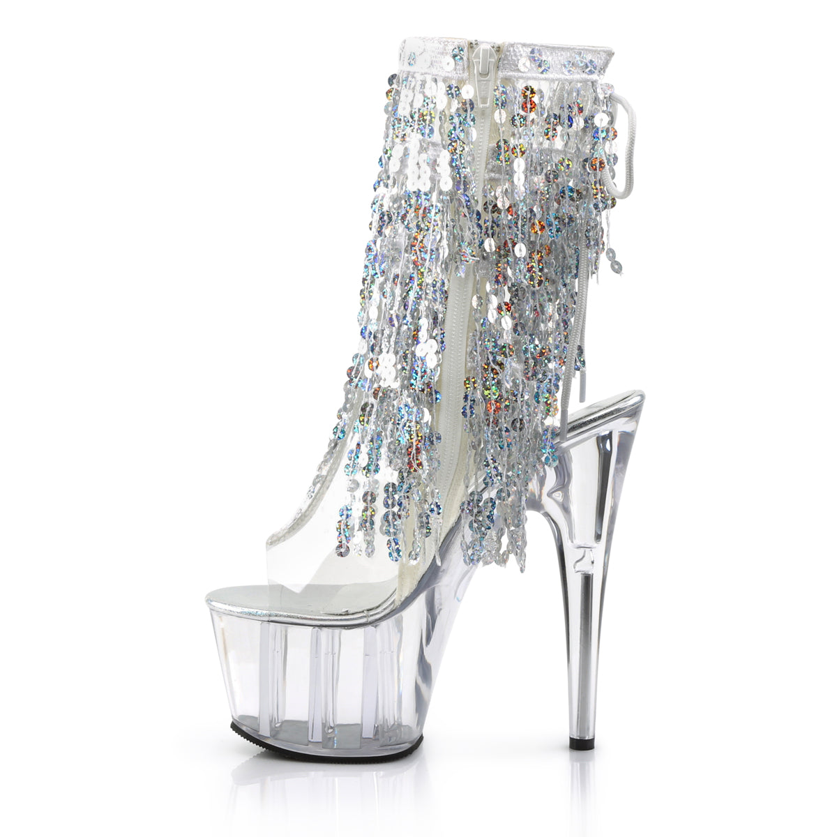 Pleaser Damen Knöchelstiefel ADORE-1017SQF CLR-SLV HOLO / CLR