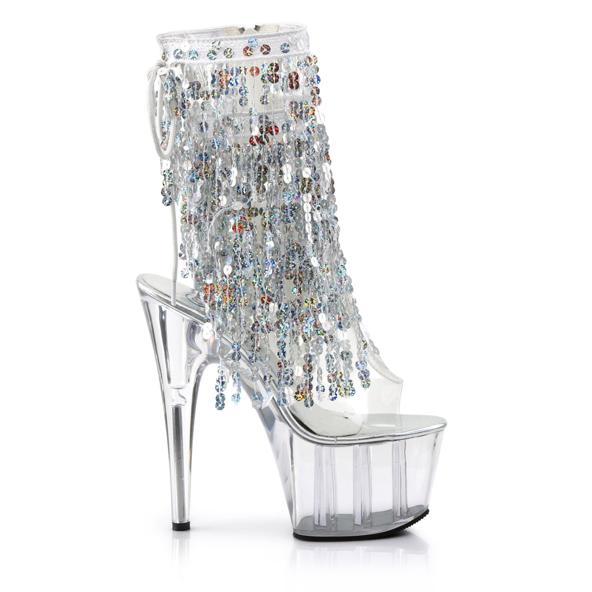Pleaser Damen Knöchelstiefel ADORE-1017SQF CLR-SLV HOLO / CLR
