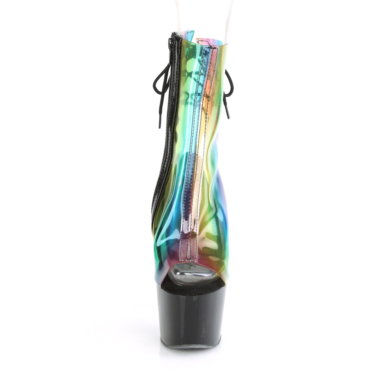 Pleaser Damen Knöchelstiefel ADORE-1018c-rb. Rainbow PVC / BLK.