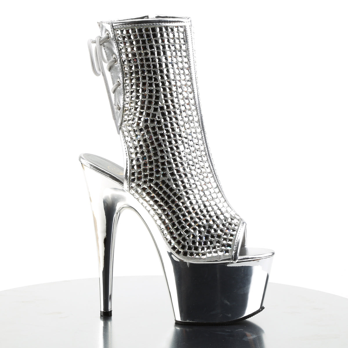 Pleaser Damen Knöchelstiefel ADORE-1018DCS SLV Multi Rs / SLV Chrome