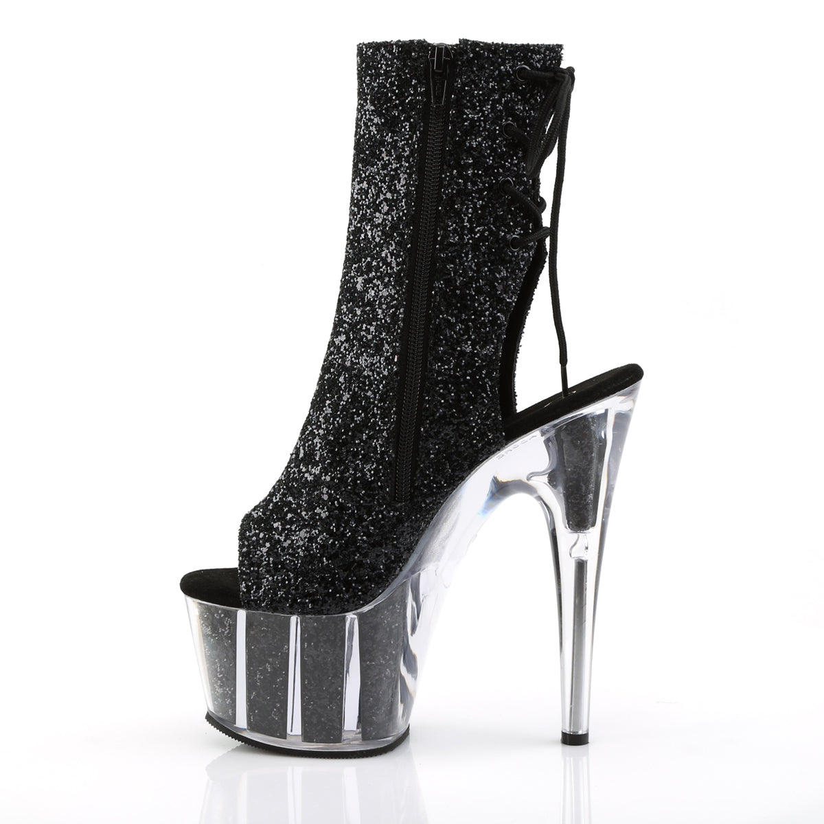 Pleaser Damen Knöchelstiefel ADORE-1018g BLK Glitter / BLK Glitter
