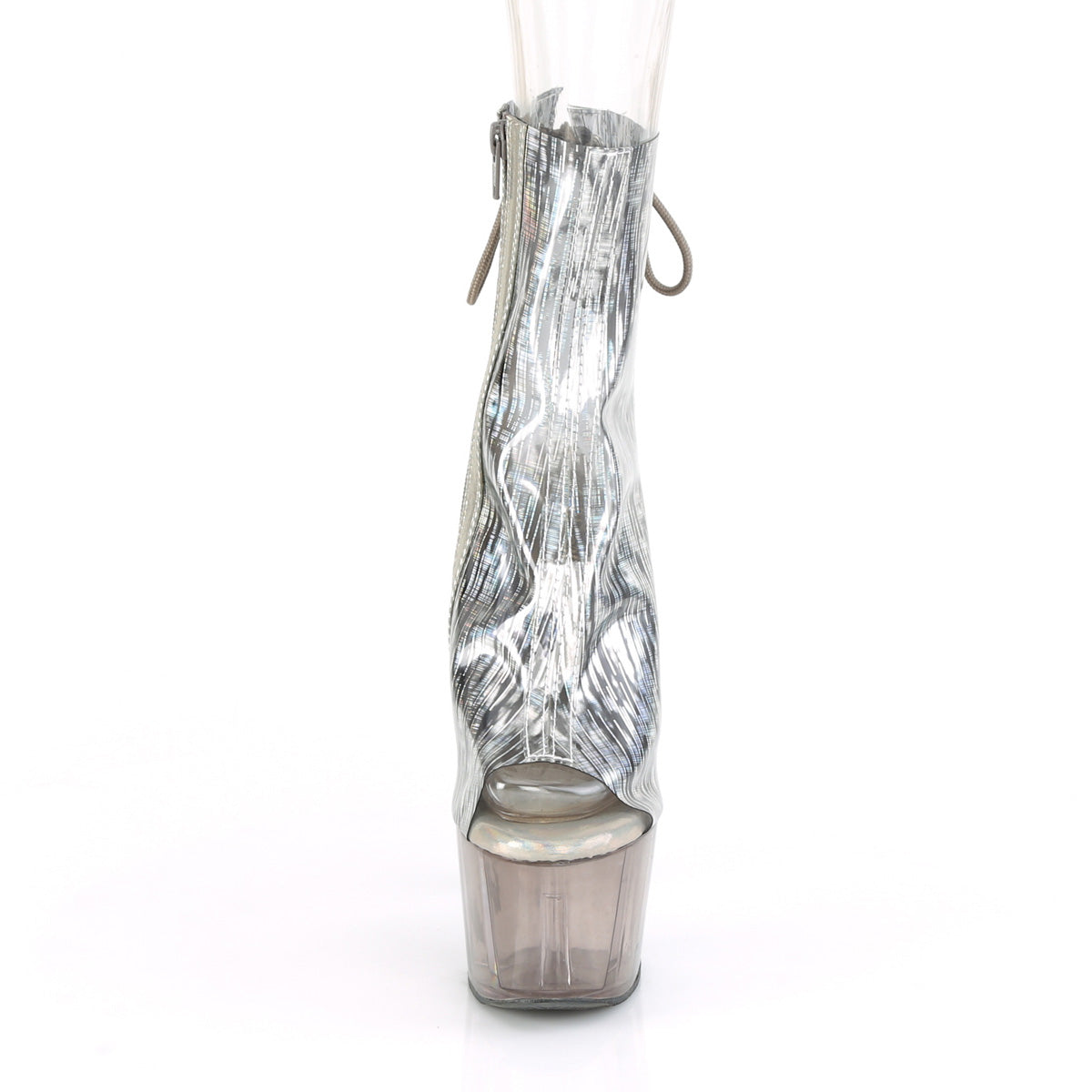Pleaser Damen Knöchelstiefel ADORE-1018HCT CLR-SLV-Hologramm-TPU / Rauch getönt