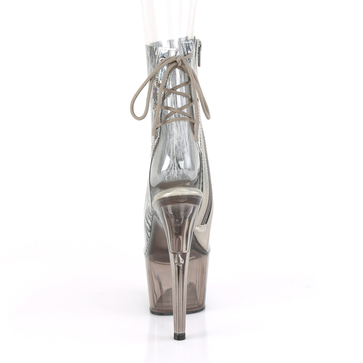 Pleaser Damen Knöchelstiefel ADORE-1018HCT CLR-SLV-Hologramm-TPU / Rauch getönt