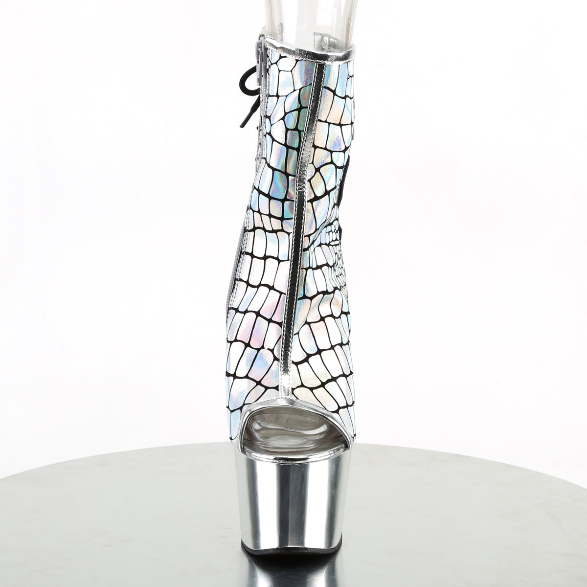 Pleaser Damen Knöchelstiefel ADORE-1018HG SLV Hologramm Strauß PU / SLV Chrome