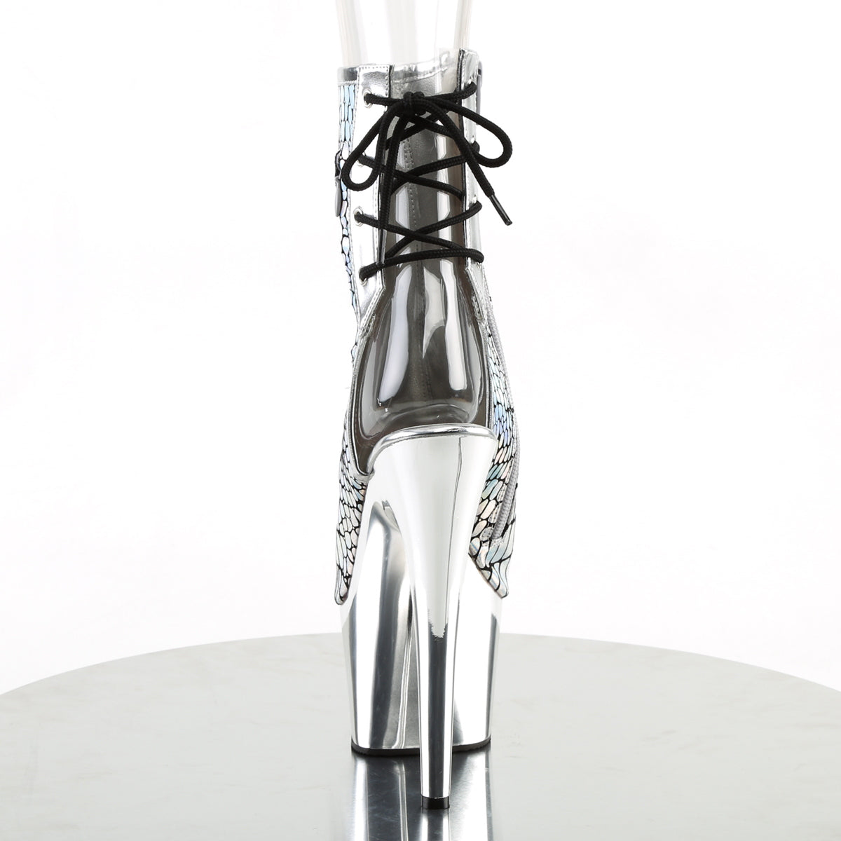 Pleaser Damen Knöchelstiefel ADORE-1018HG SLV Hologramm Strauß PU / SLV Chrome