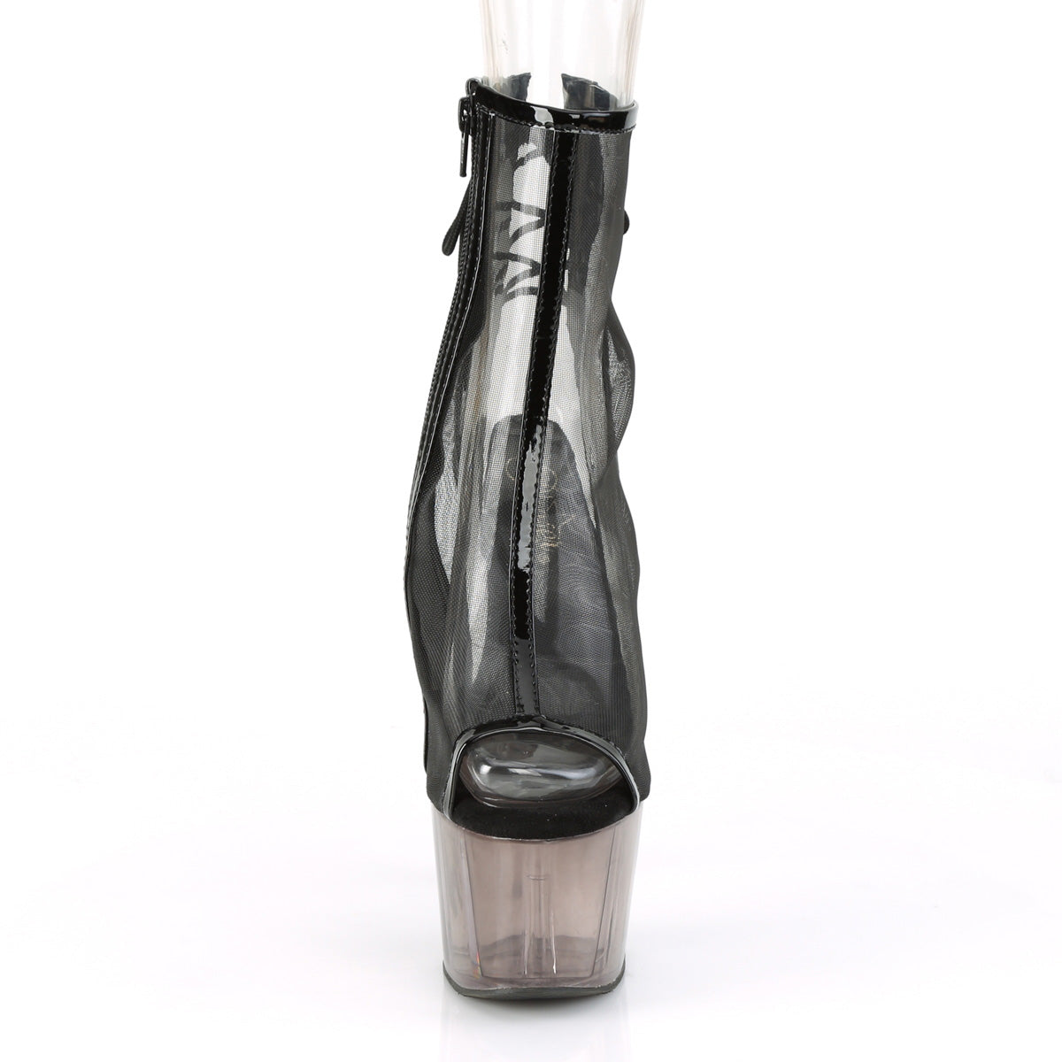 Pleaser Damen Knöchelstiefel ADORE-1018MSHT BLK Pat-Mesh / Rauch getönt