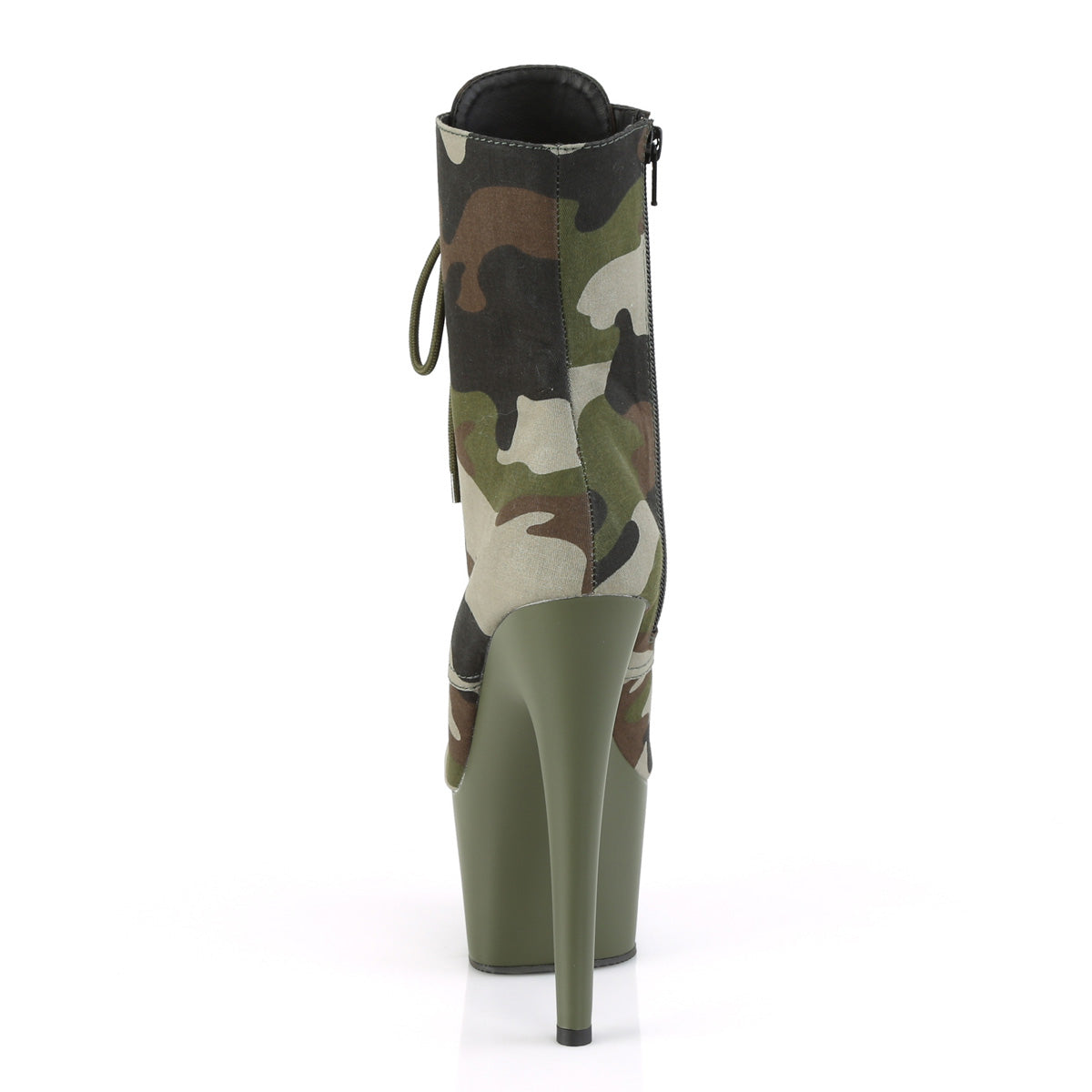 Pleaser Damen Knöchelstiefel ADORE-1020Camo grüner Camo-Gewebe / dunkel Olive Matte