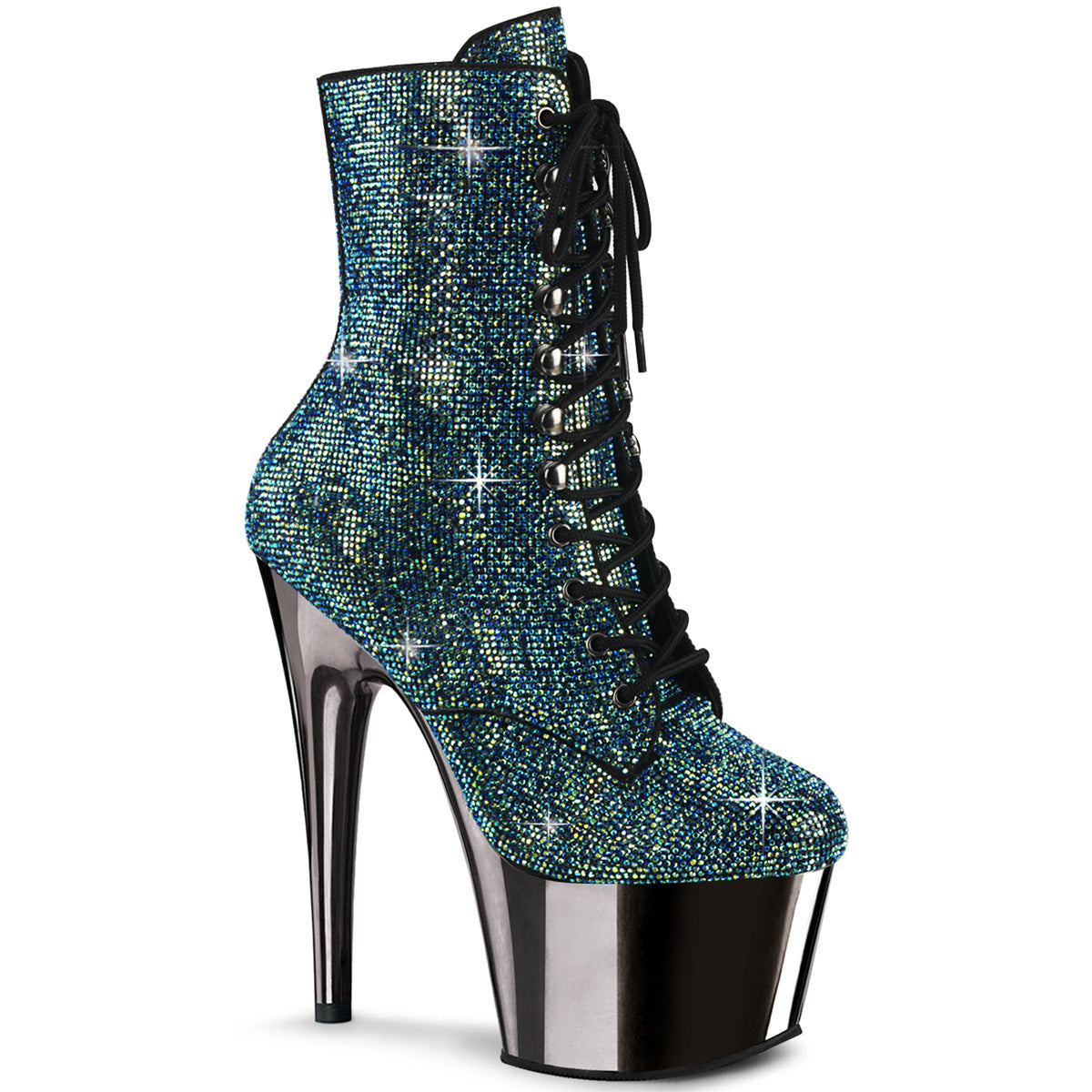 Pleaser Stiefeletten ADORE-1020CHRS Türkis Multi Rs / Zinn Chrome