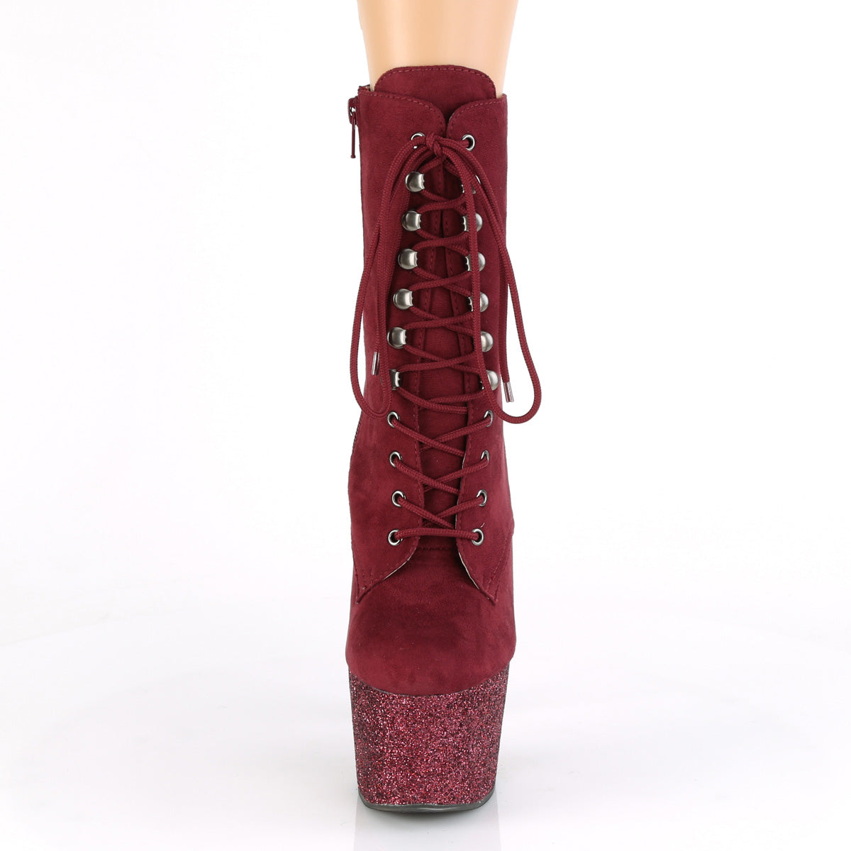 Pleaser Damen Knöchelstiefel ADORE-1020FSMG Burgund F. Wildleder / Burgund Multi Mini GLTR