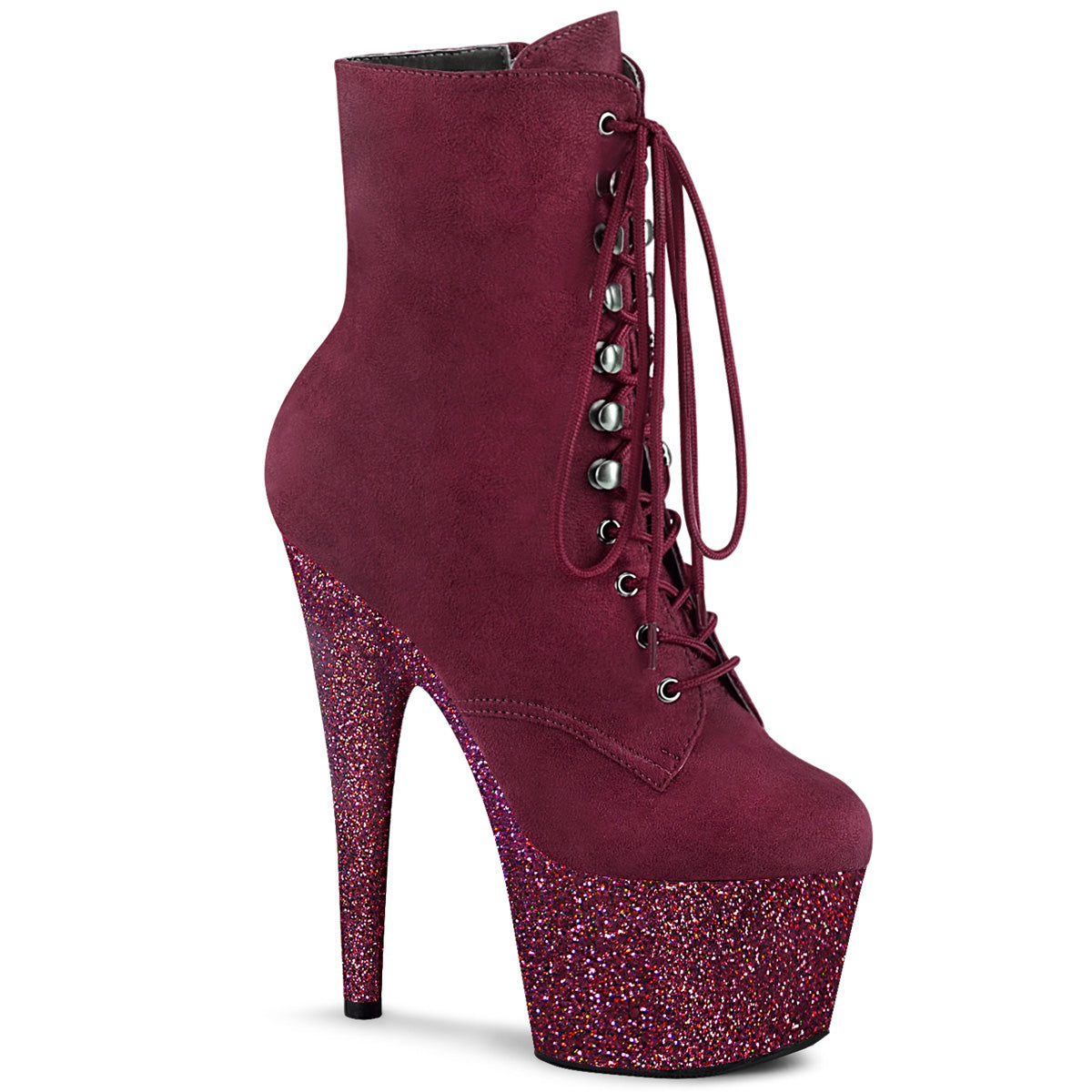Pleaser Damen Knöchelstiefel ADORE-1020FSMG Burgund F. Wildleder / Burgund Multi Mini GLTR