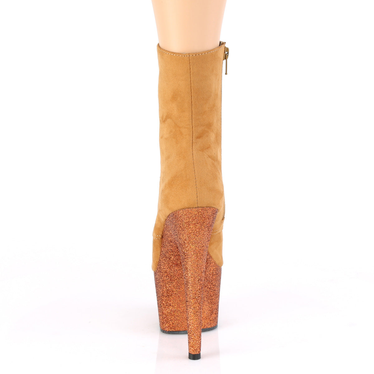 Pleaser Womens Ankle Boots ADORE-1020FSMG Camel F.Suede/Camel Multi Mini Glitter
