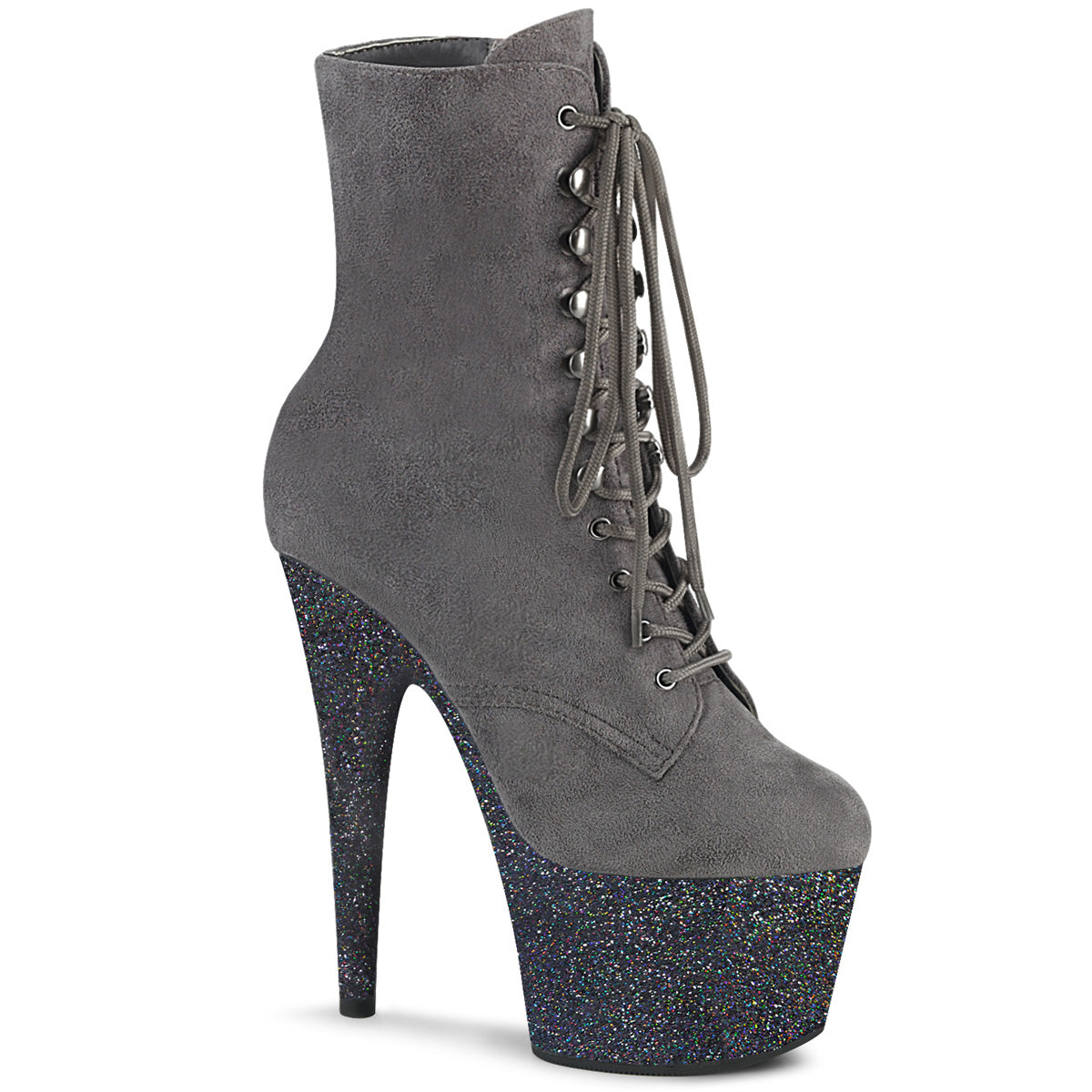 Pleaser Damen Knöchelstiefel ADORE-1020FSMG GREY FAUX Weder / Grau Multi Mini Glitter