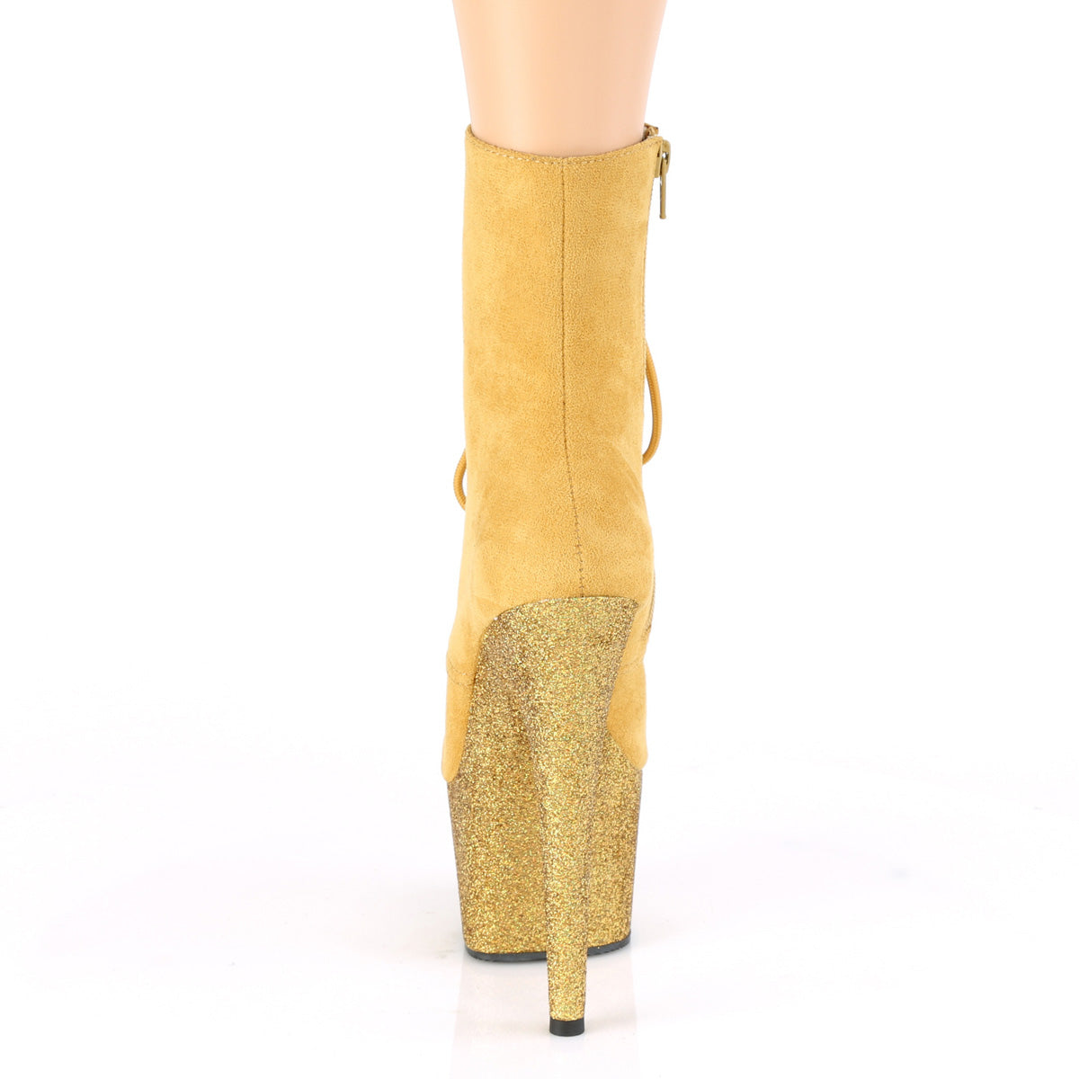 Pleaser Damen Knöchelstiefel ADORE-1020FSMG Senf F.Dede / Senf Multi Mini Glitter