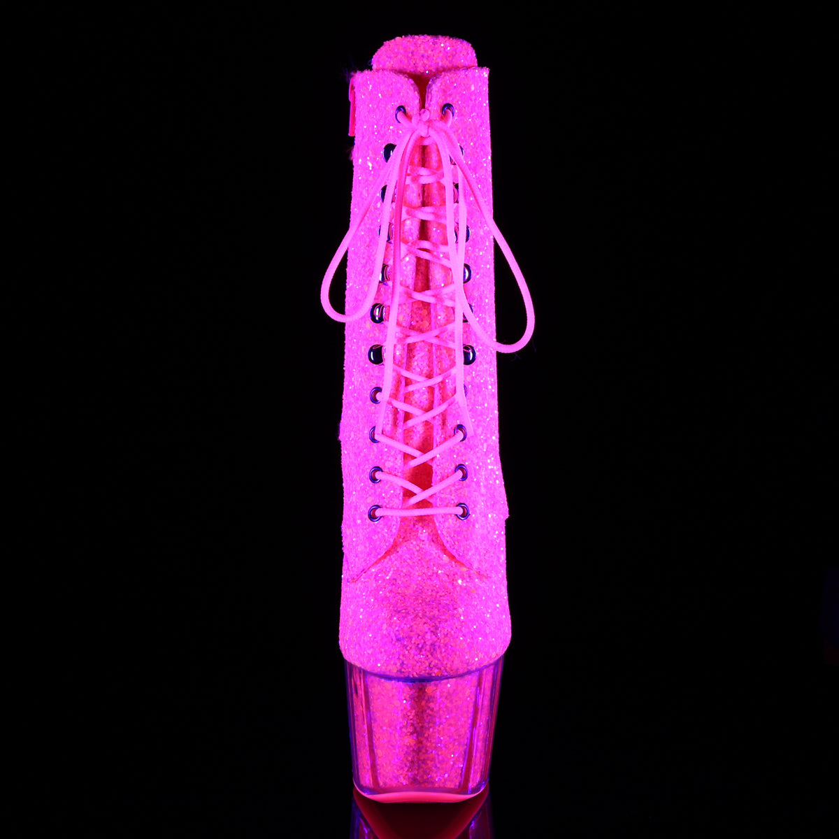 Pleaser Damen Knöchelstiefel ADORE-1020g Neon Rosa Glitter / Neon Rosa Glitter