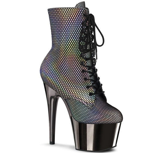 Pleaser Damen Knöchelstiefel ADORE-1020HFN SLV HOLO / Zinn Chrome