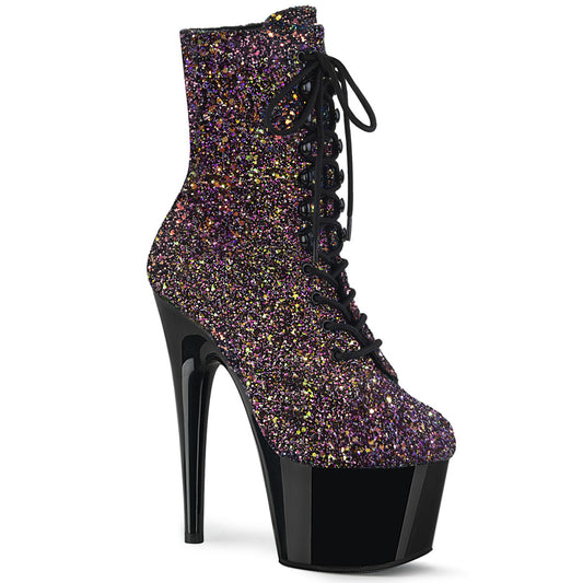 Pleaser Damen Knöchelstiefel ADORE-1020LG Lila Multi Glitter / BLK