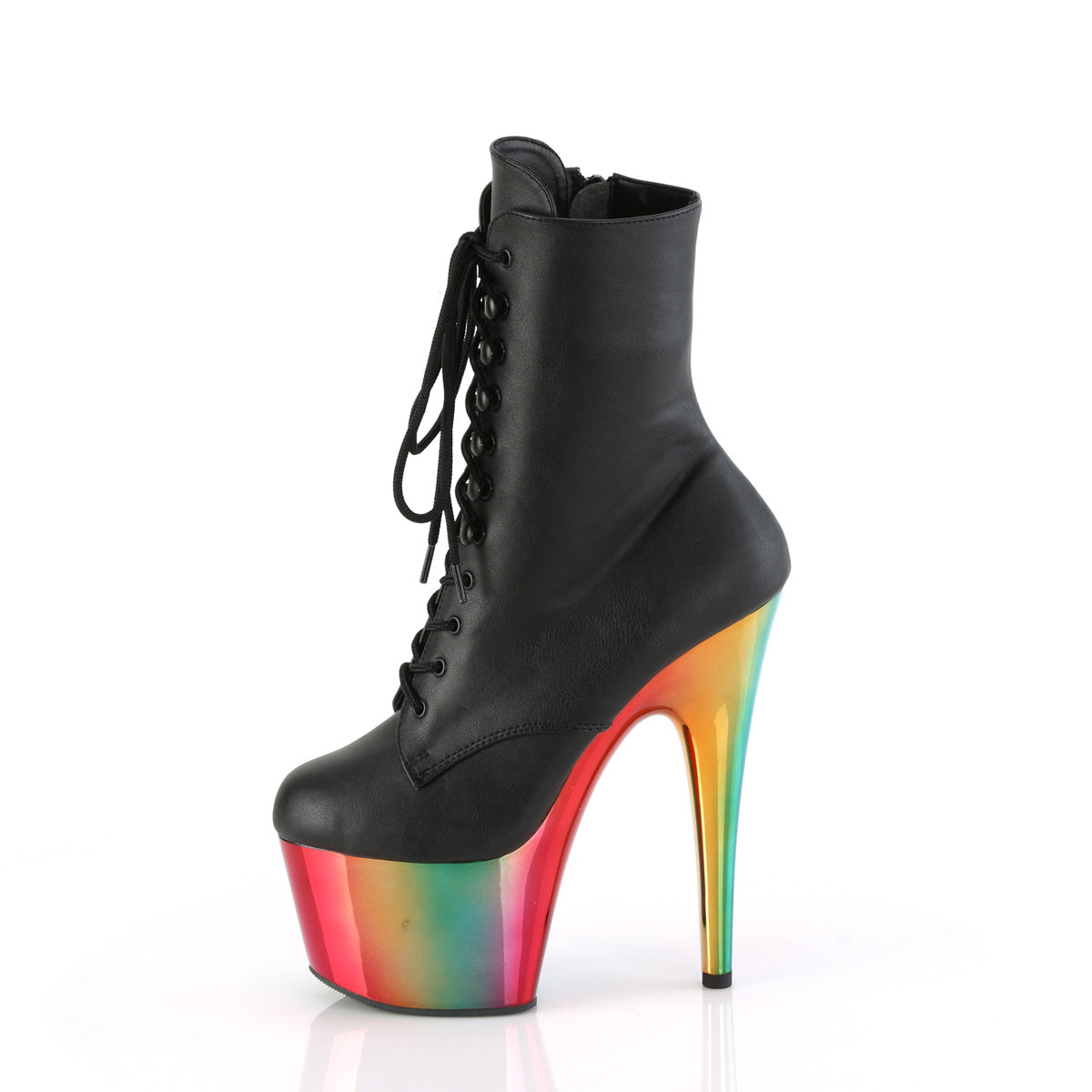 Pleaser Stiefeletten ADORE-1020RC BLK Faux Leder /Rainbow Chrom