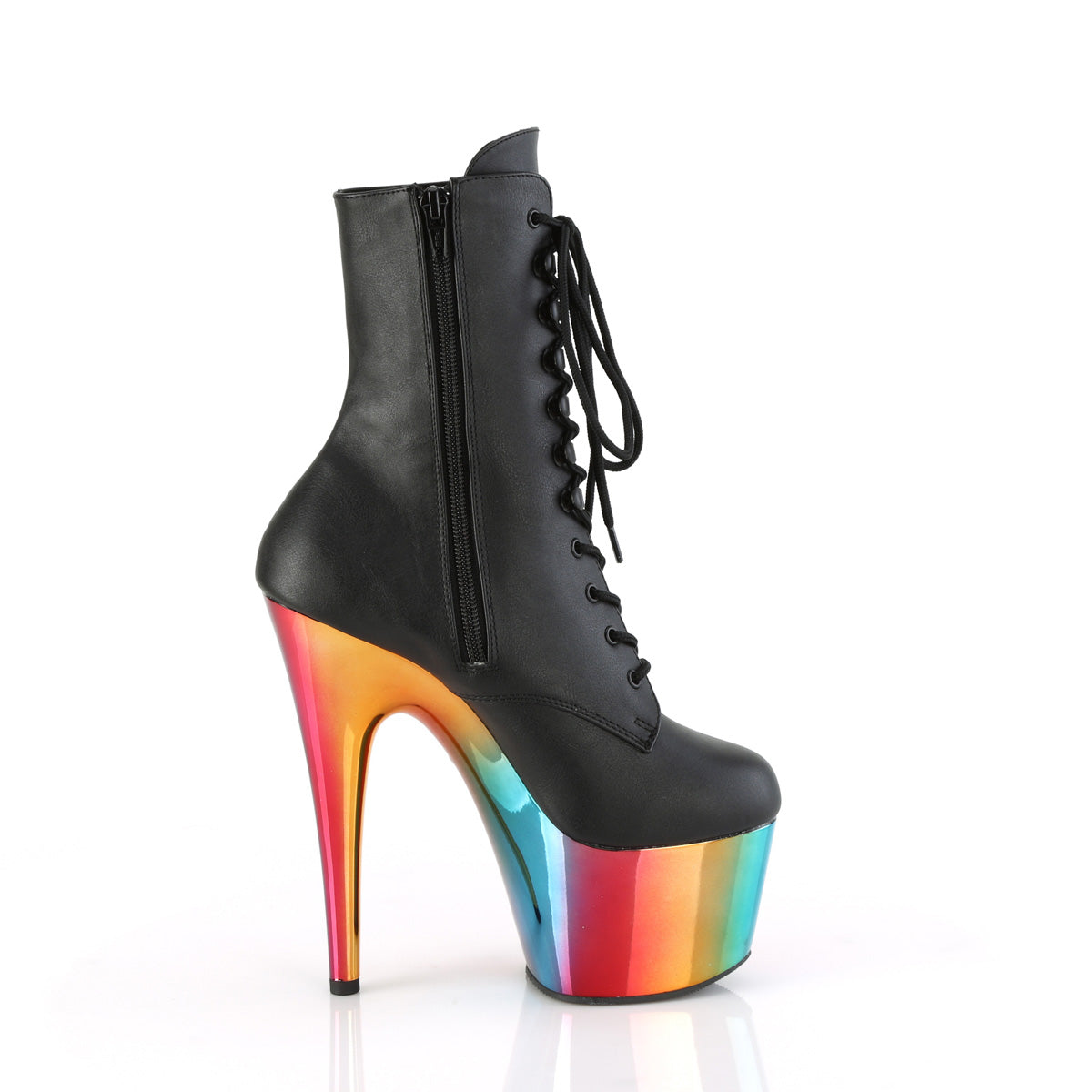 Pleaser Stiefeletten ADORE-1020RC BLK Faux Leder /Rainbow Chrom
