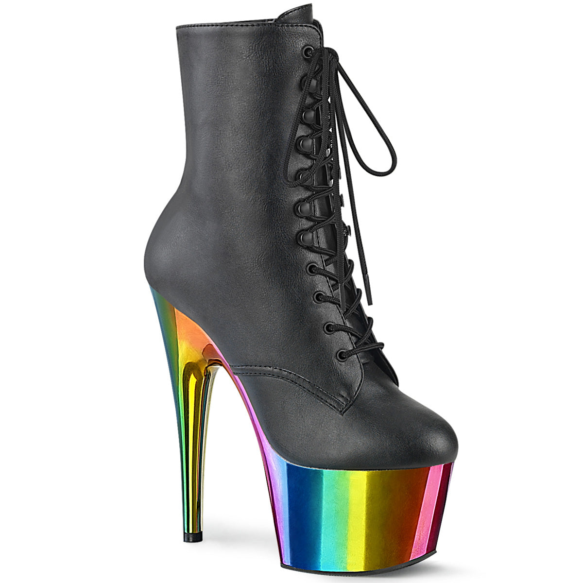 Pleaser Stiefeletten ADORE-1020RC BLK Faux Leder /Rainbow Chrom