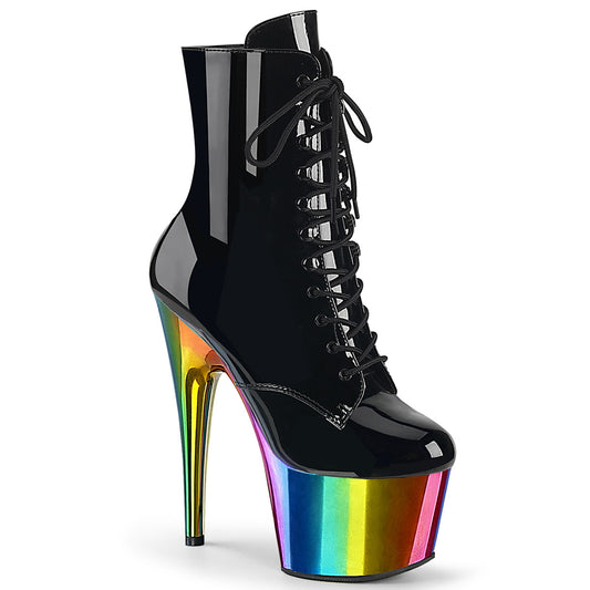 Pleaser  Stiefeletten ADORE-1020RC BLK Pat /Rainbow Chrom
