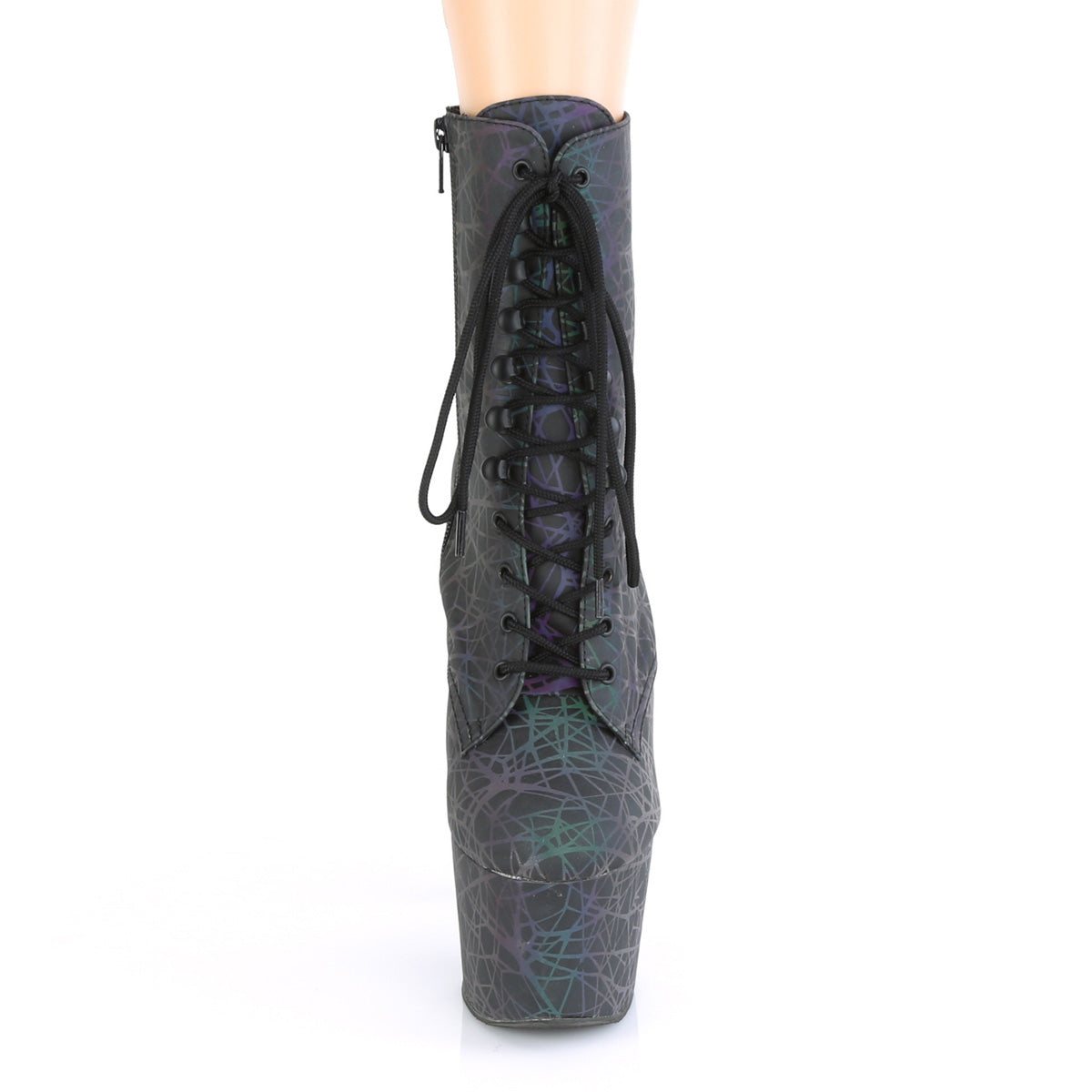 Pleaser Damen Knöchelstiefel ADORE-1020REFL grün-lila refr.