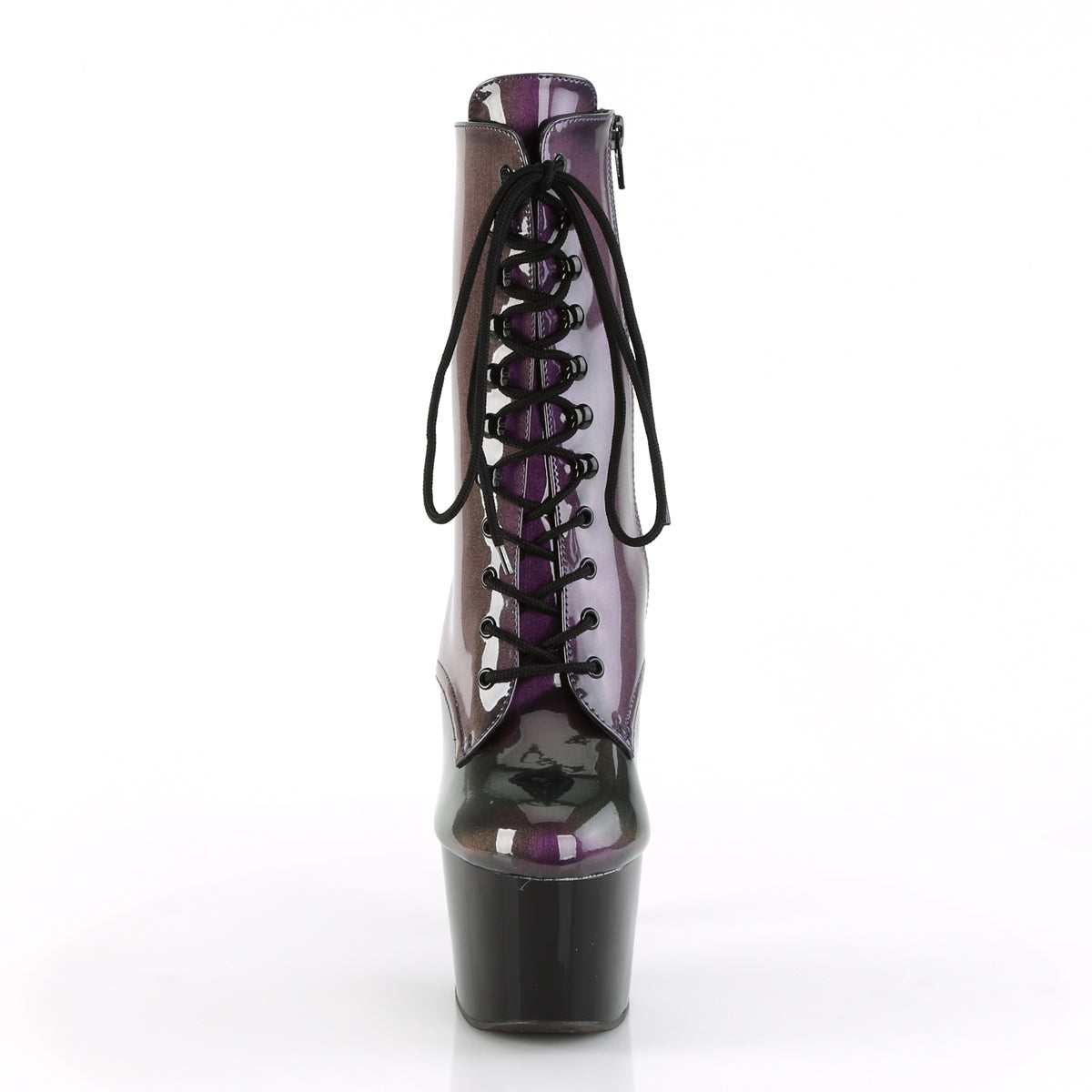 Pleaser Damen Knöchelstiefel ADORE-1020SHG Purpur-Olive/ Blk.