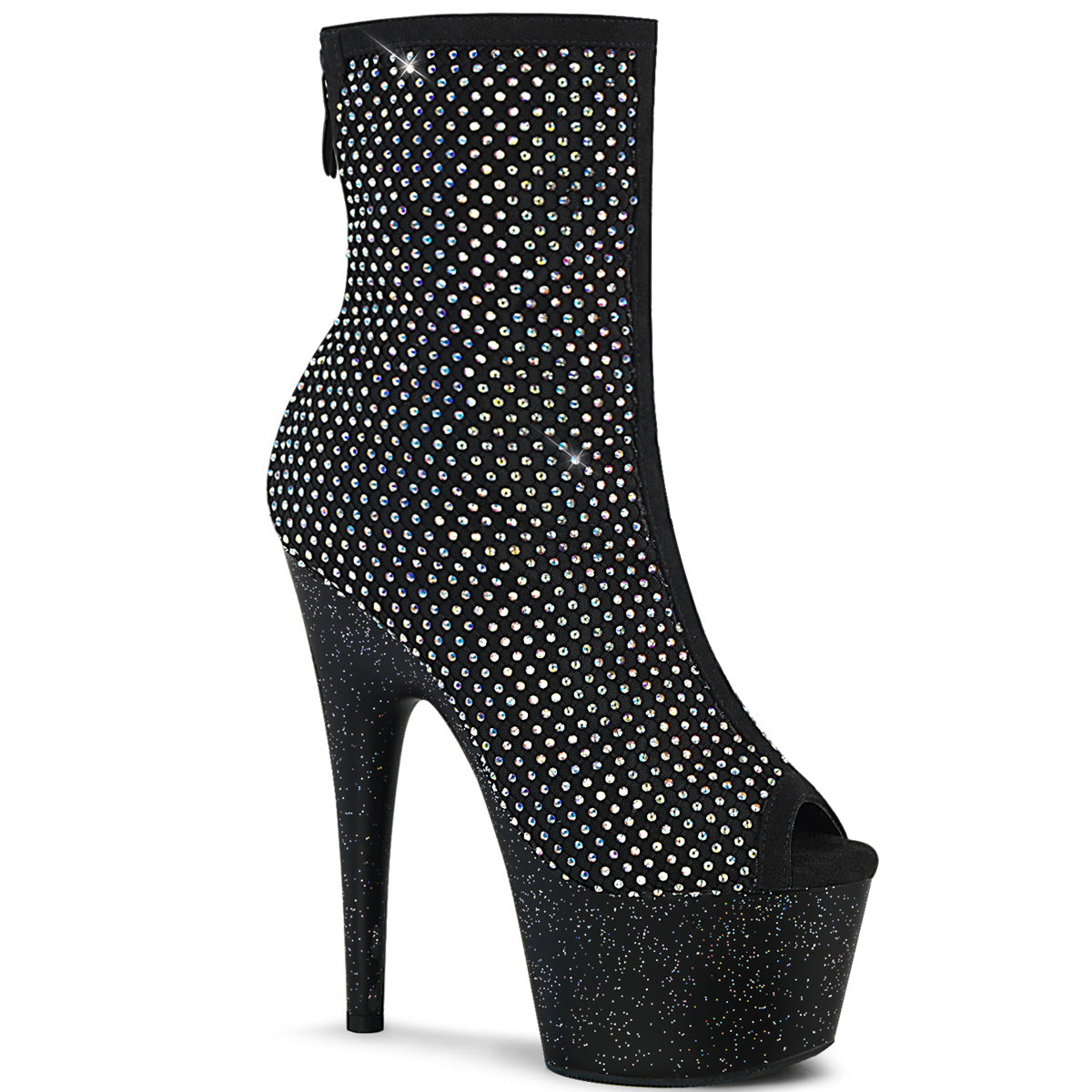Pleaser Damen Knöchelstiefel ADORE-1031GM BLK Fabric-RS Mesh / BLK Matt