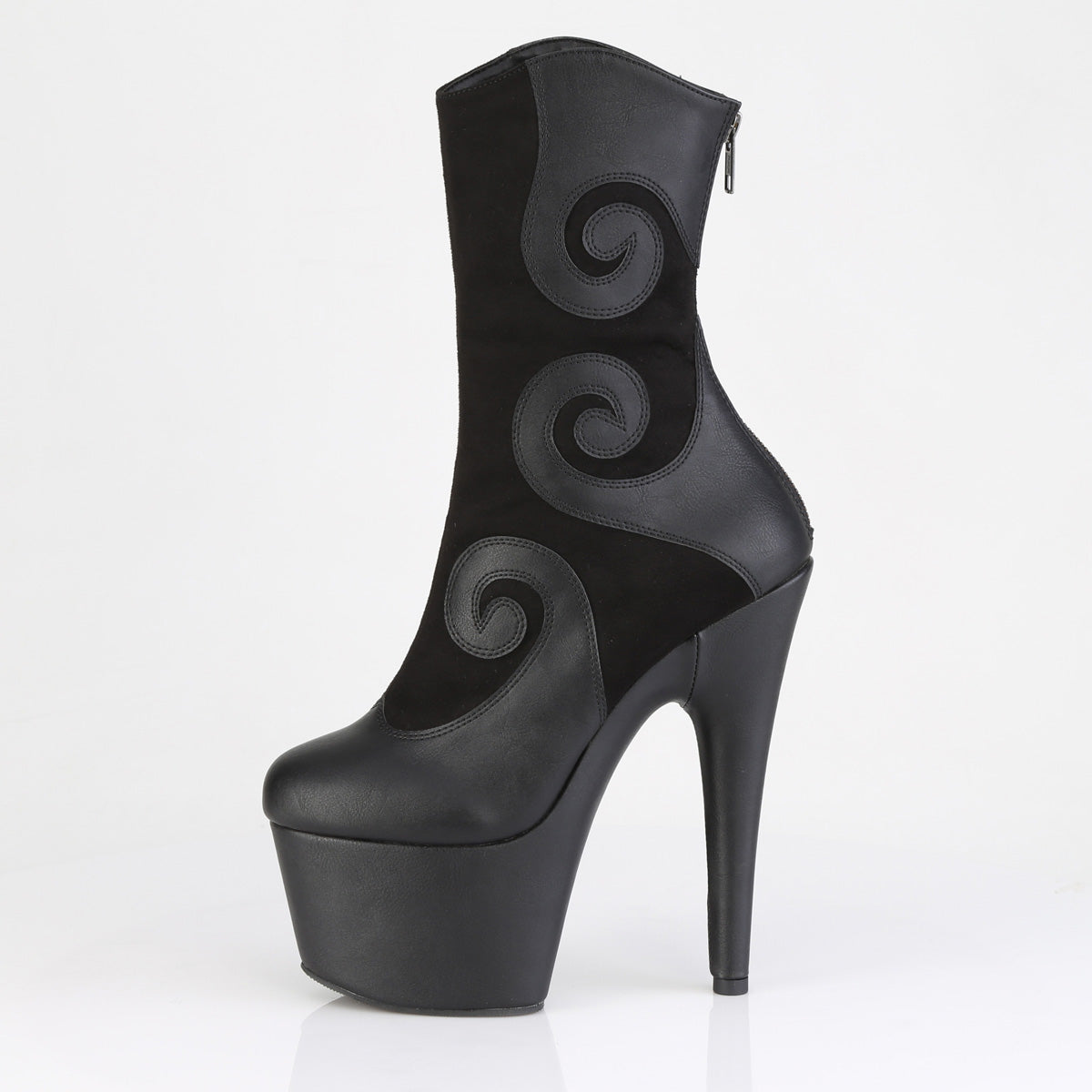 Pleaser Women's Platform Shoes ADORE-1034 Blk Faux Suede-Faux Leather/Blk Matte
