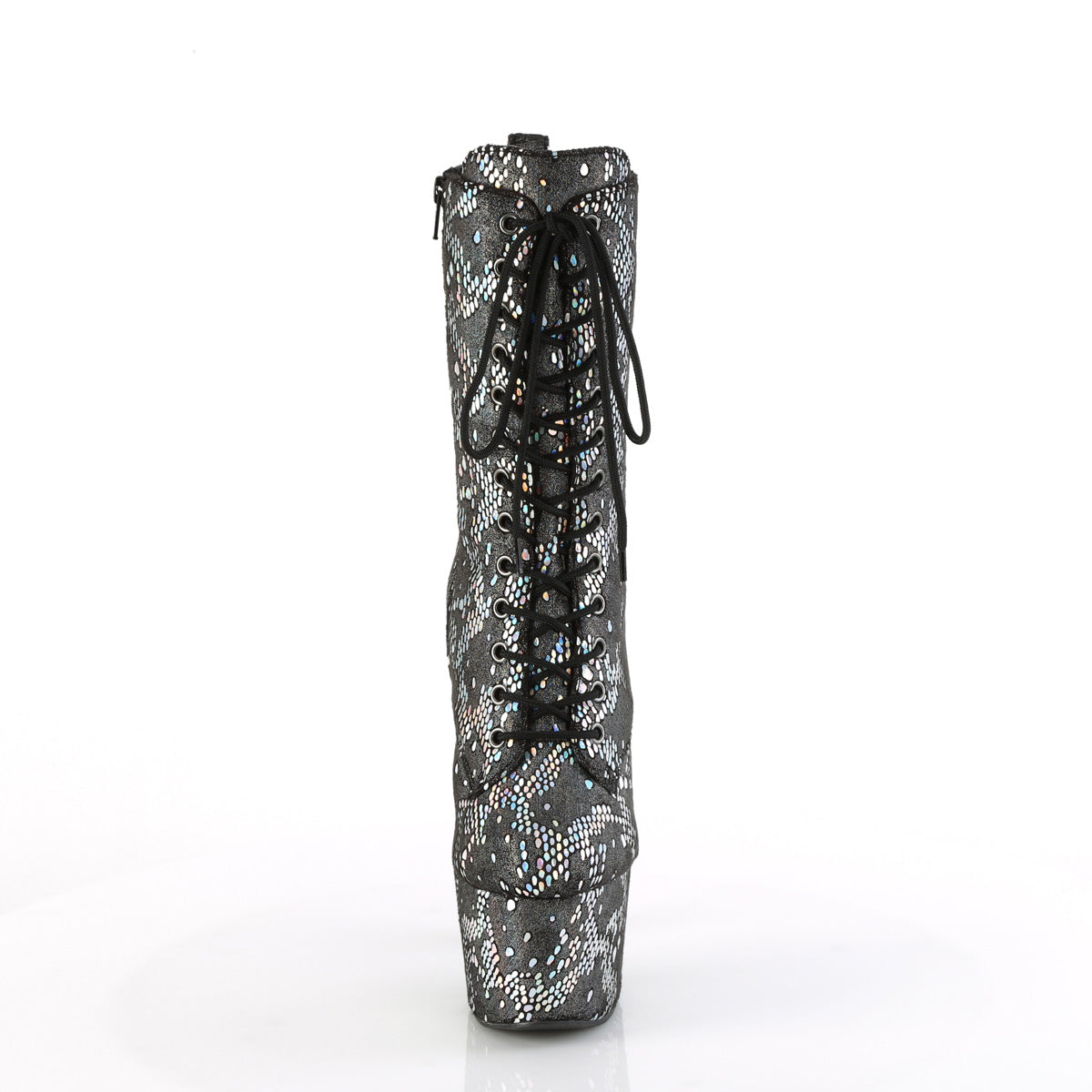 Pleaser ADORE-1040SPF Silber Metallic Holo Schlangendruckstoff/