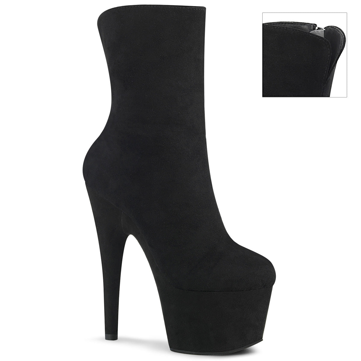 Pleaser Damen Knöchelstiefel ADORE-1042 BLK Faux Wildleder / BLK Faux Wildleder