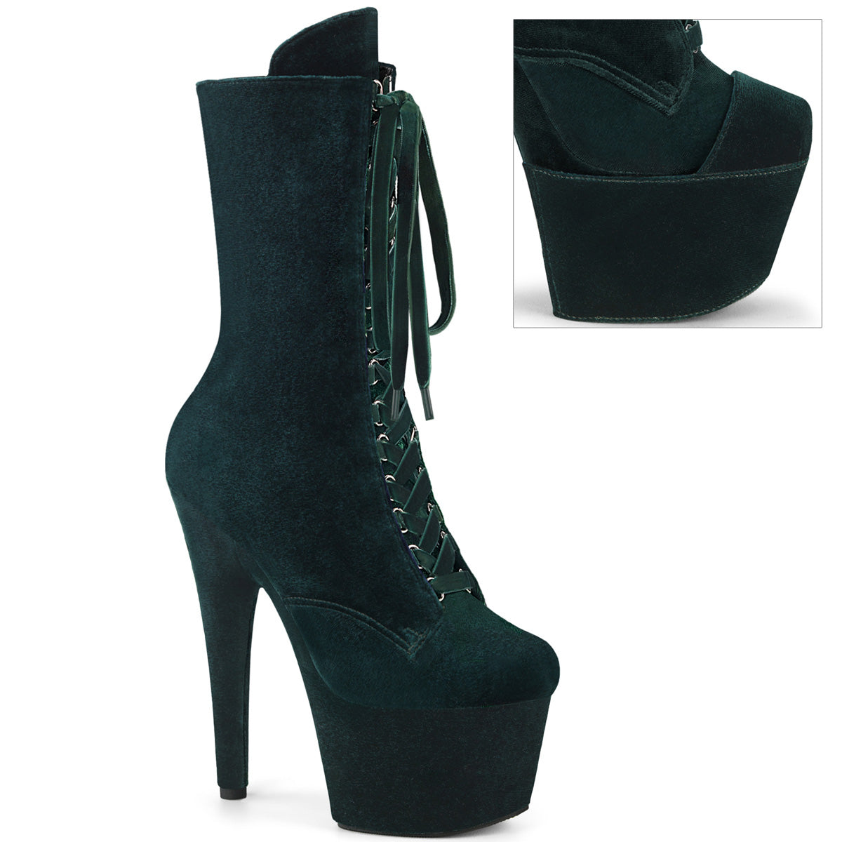 Pleaser Stiefeletten ADORE-1045 VEVVE Emerald Green Velvet/Emerald Green Velvet