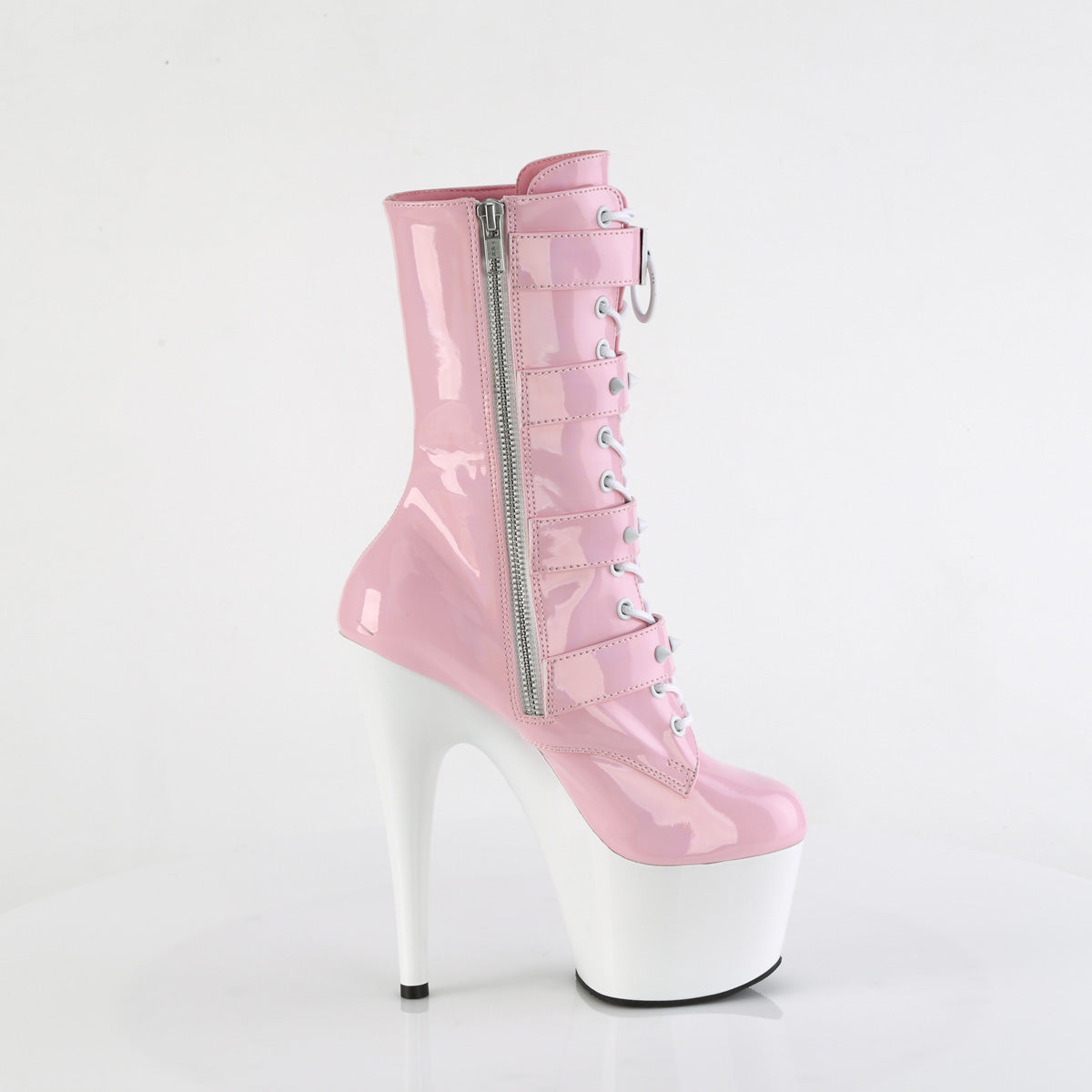 Pleaser ADORE-1046tt B. Pink Holo Pat/WHT