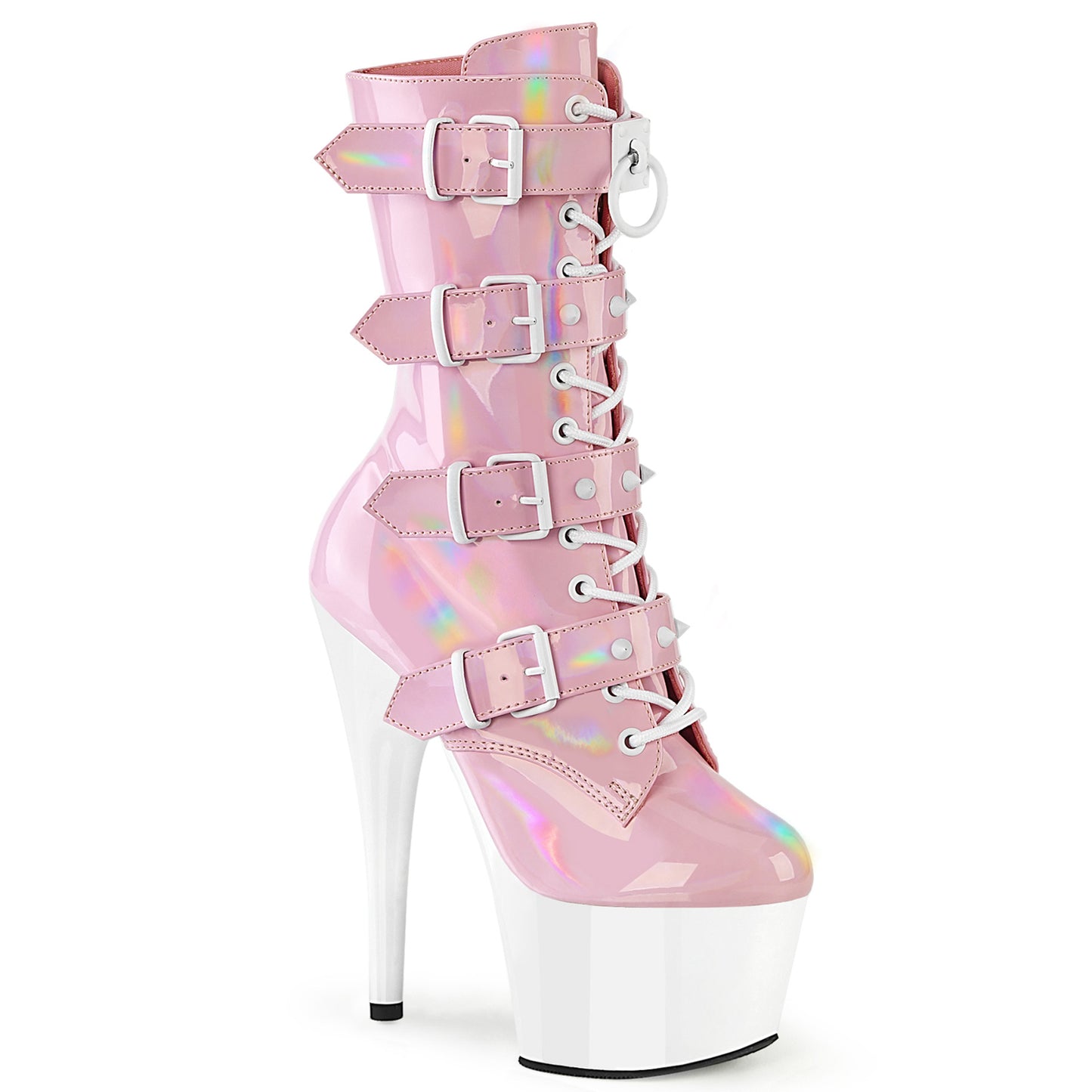 Pleaser ADORE-1046tt B. Pink Holo Pat/WHT