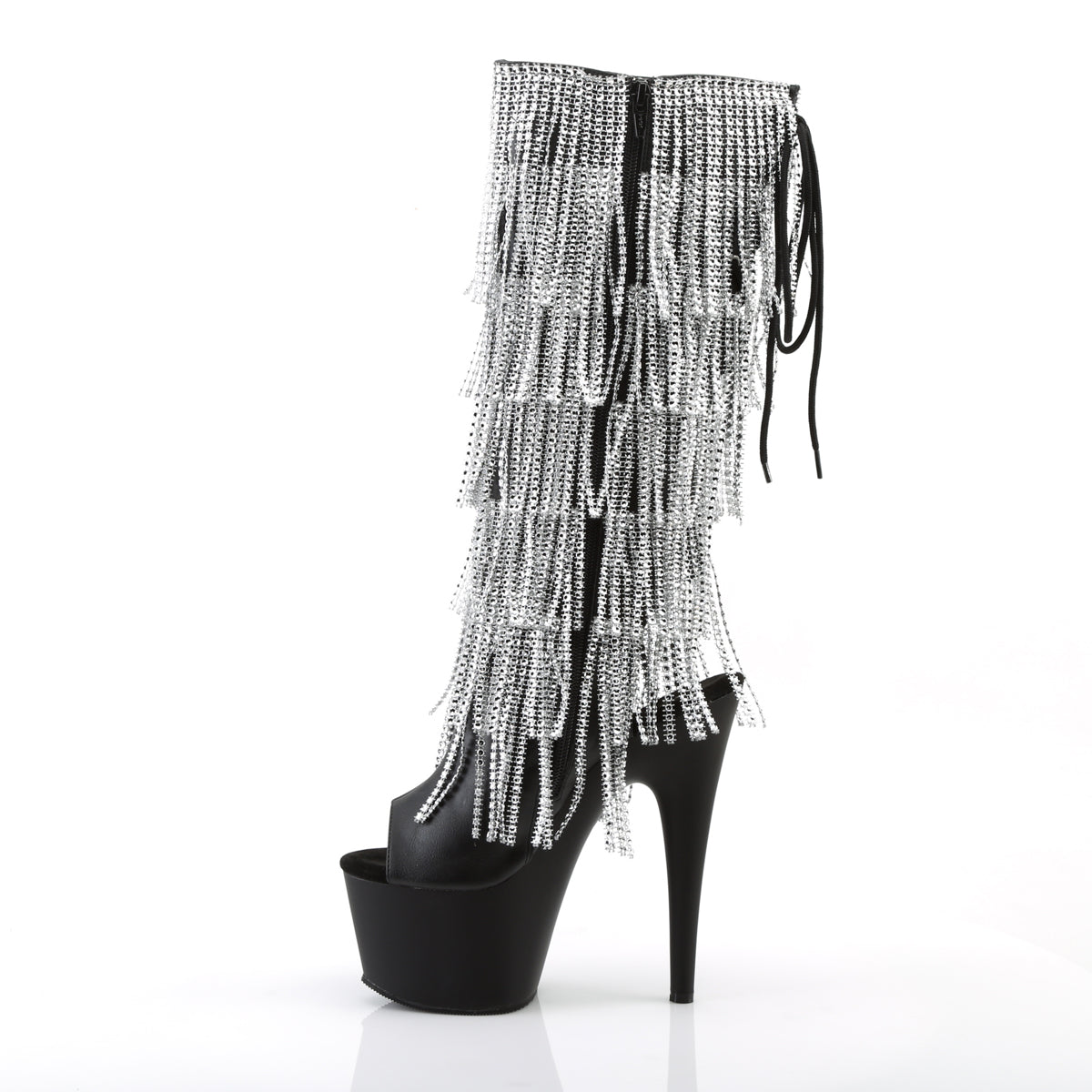 Pleaser Womens Boots. ADORE-2024RSF BLK STR FAUX Leder / BLK Matte