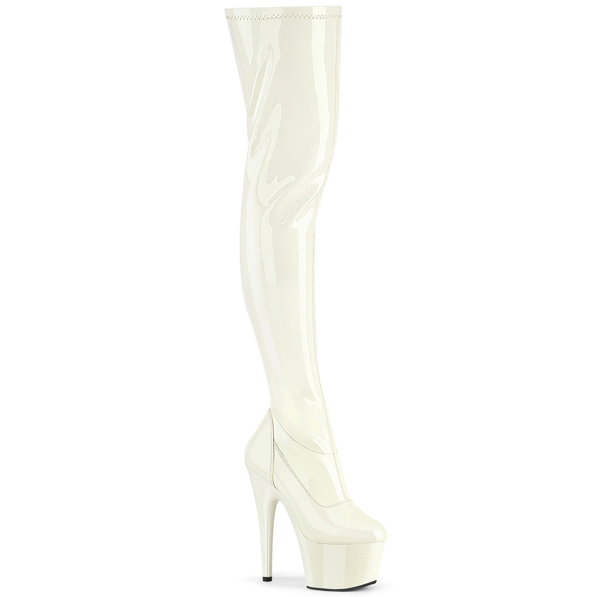 Pleaser Women's Platform Shoes ADORE-3000 Off-Wht Pat/Off-Wht