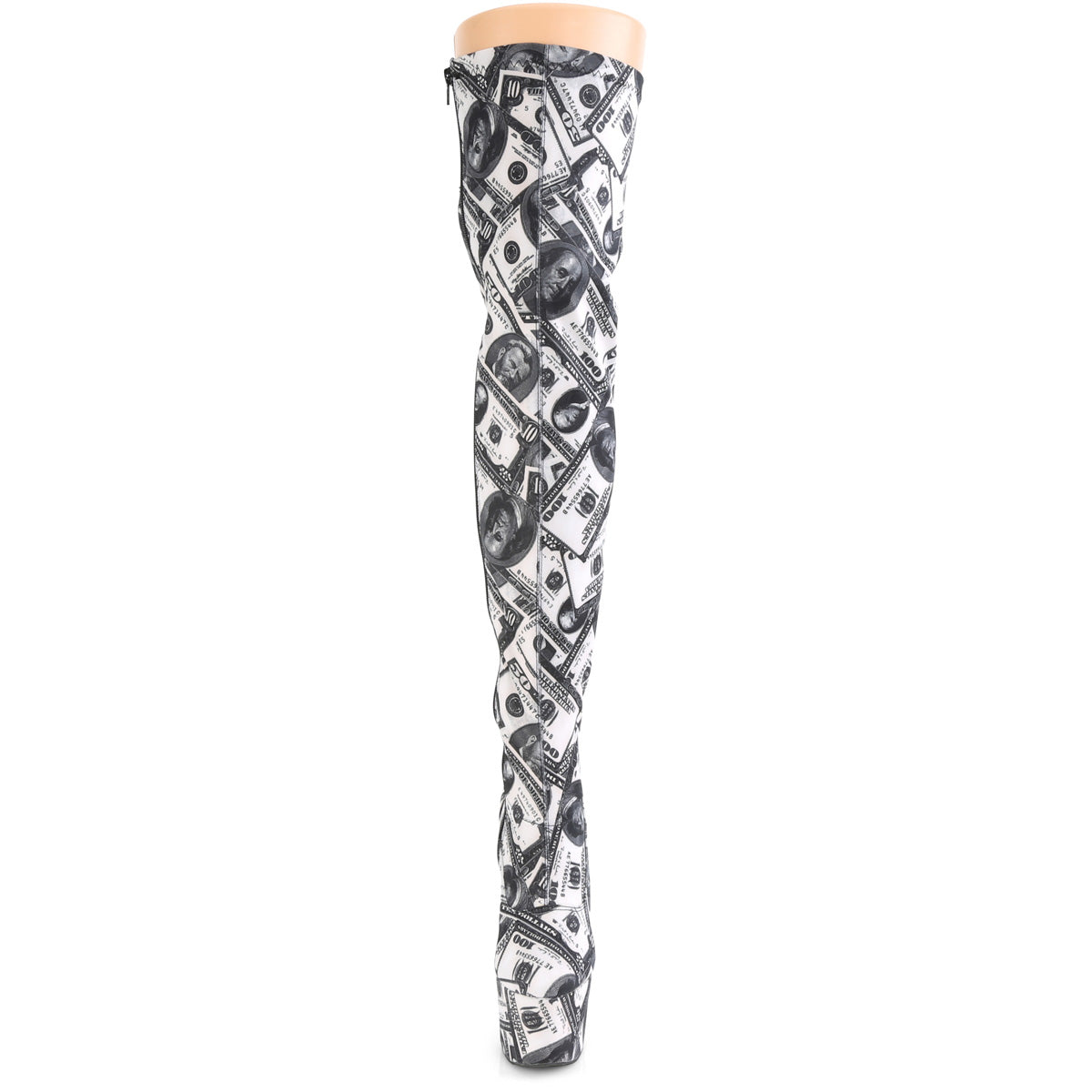 Pleaser Womens Boots. ADORE-3000DP WHT-BLK Str. Stoff / WHT-BLK-Stoff