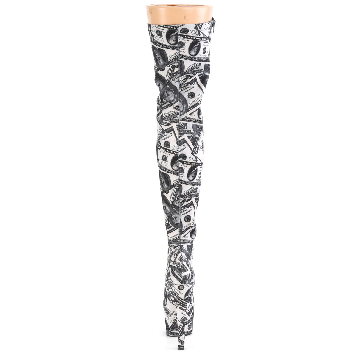 Pleaser Womens Boots. ADORE-3000DP WHT-BLK Str. Stoff / WHT-BLK-Stoff