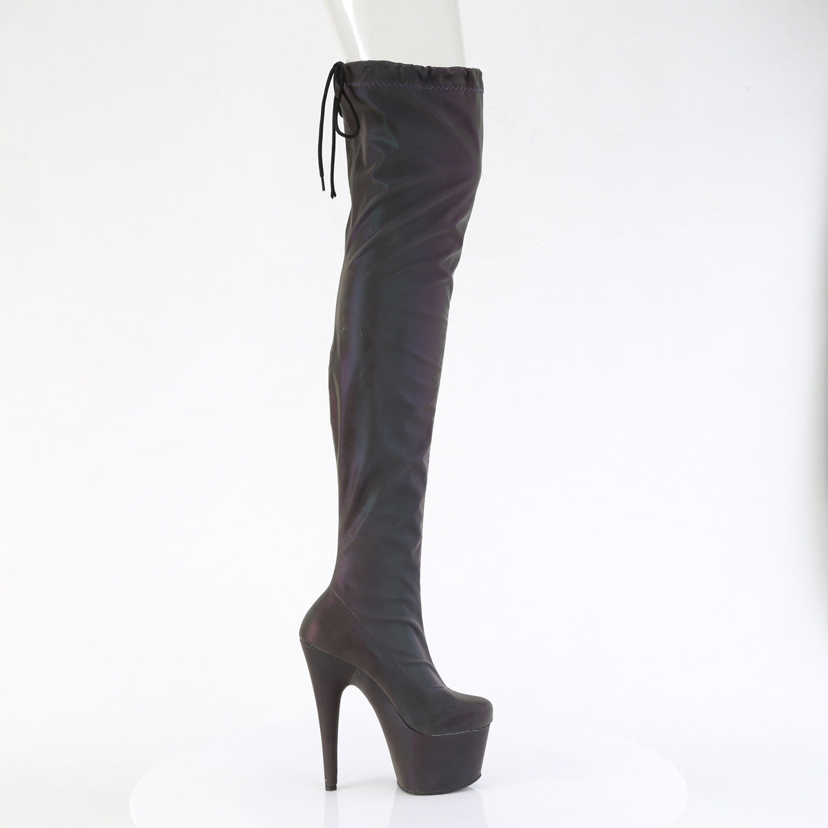 Pleaser Women's Platform Shoes ADORE-3008REFL Stretch Green-Purple Refllective/M