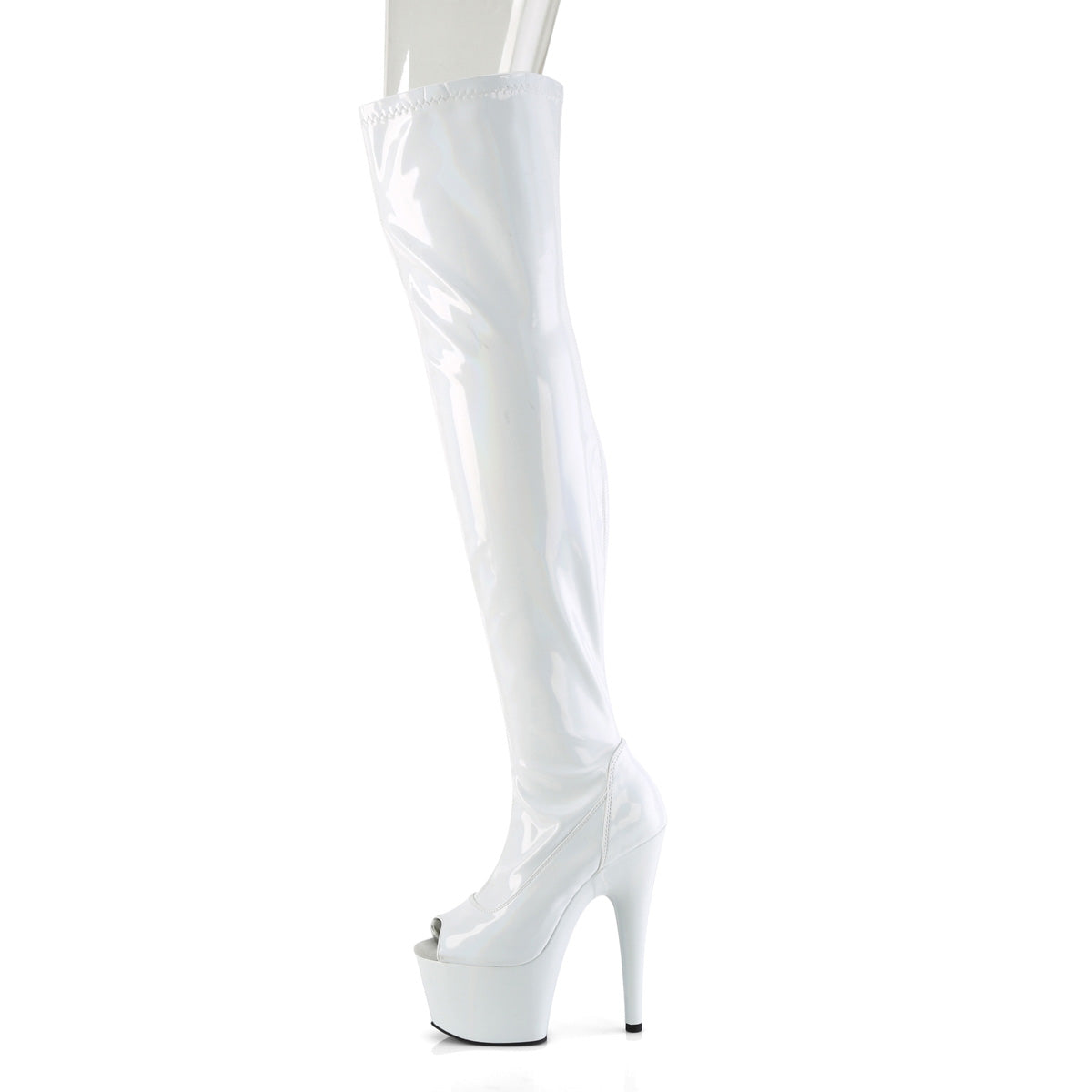 Pleaser ADORE-3011HWR Wht Str. Holo/Wht Holo