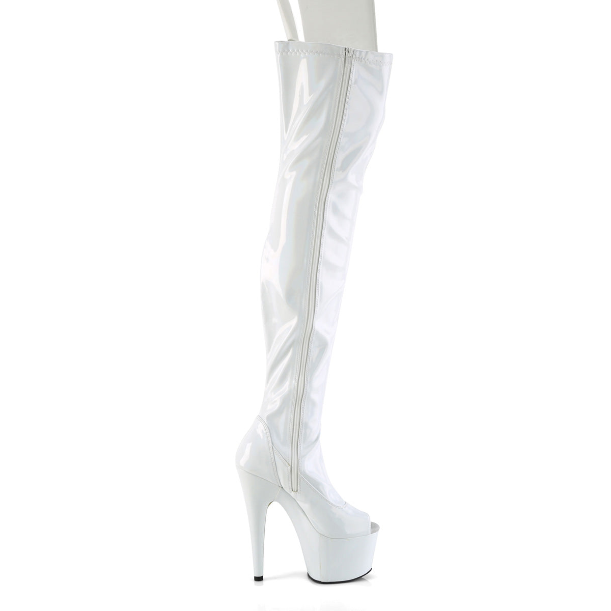 Pleaser ADORE-3011HWR Wht Str. Holo/Wht Holo