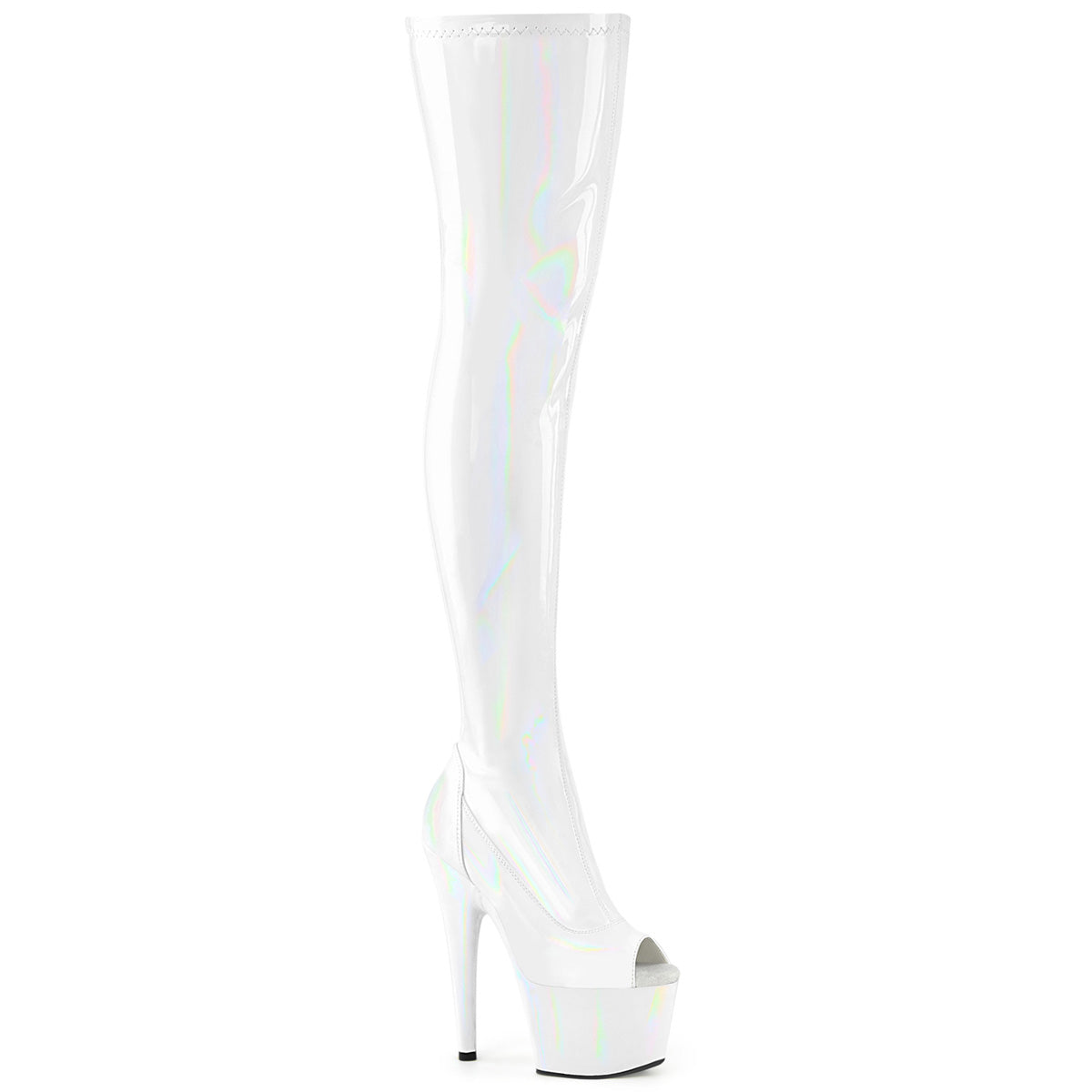 Pleaser ADORE-3011HWR Wht Str. Holo/Wht Holo
