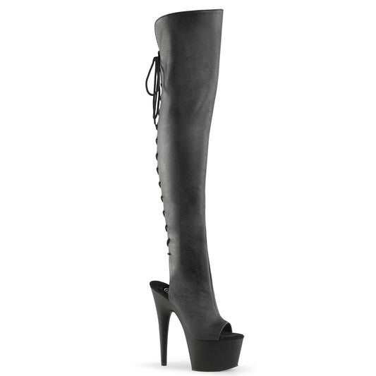 Pleaser Womens Boots. ADORE-3019 BLK Faux Leder / BLK Matte