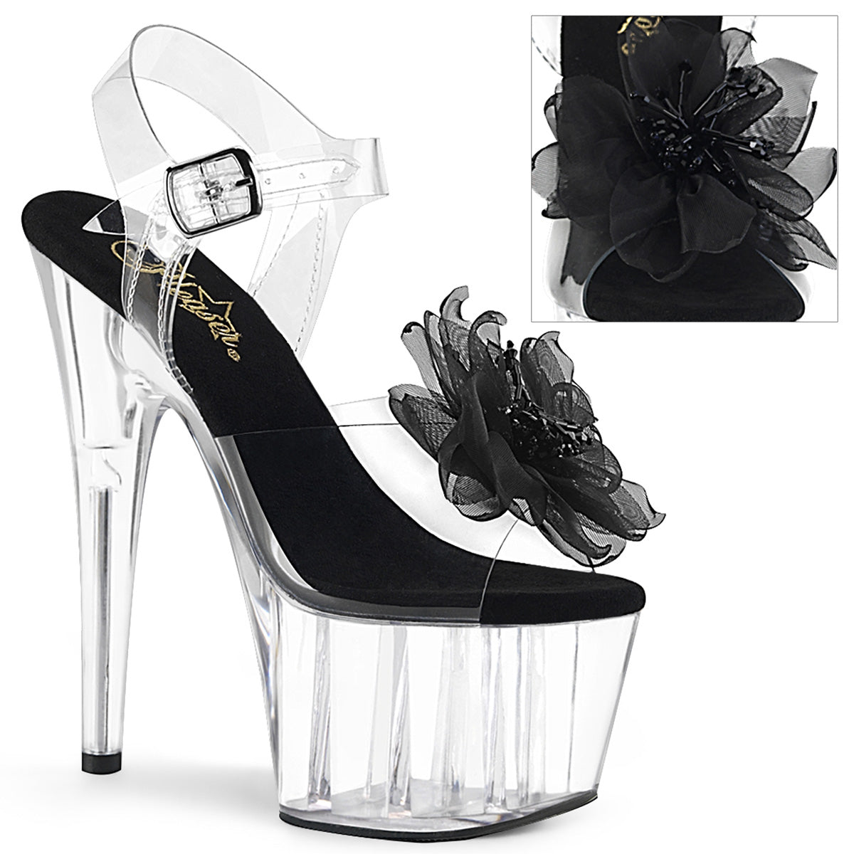 Pleaser Damen Sandalen ADORE-708BFL CLR-BLK / CLR