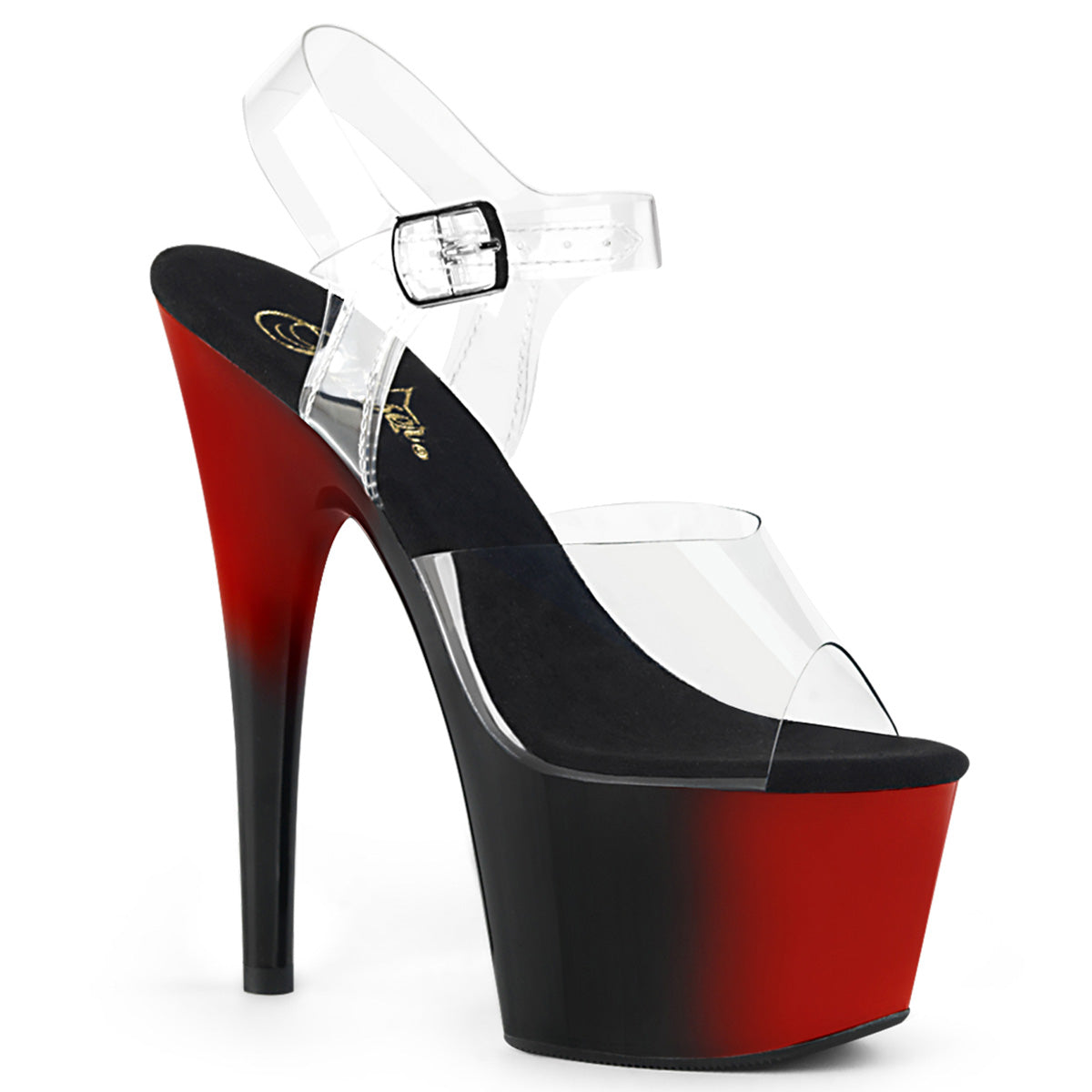 Pleaser Damen Sandalen ADORE-708BR CLR / RED-BLK