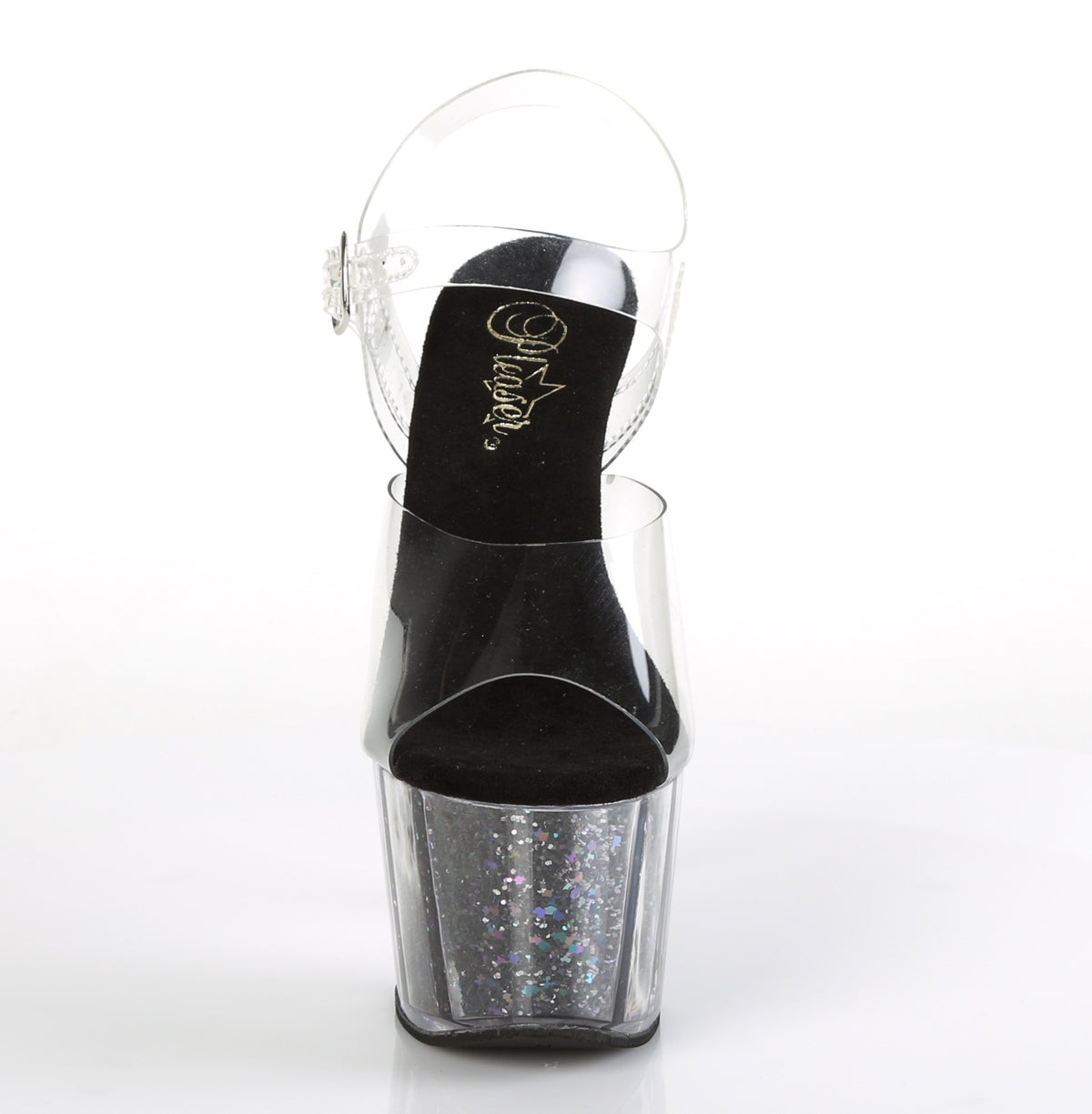 Pleaser Damen Sandalen ADORE-708cg CLR / BLK Confetti Glitter