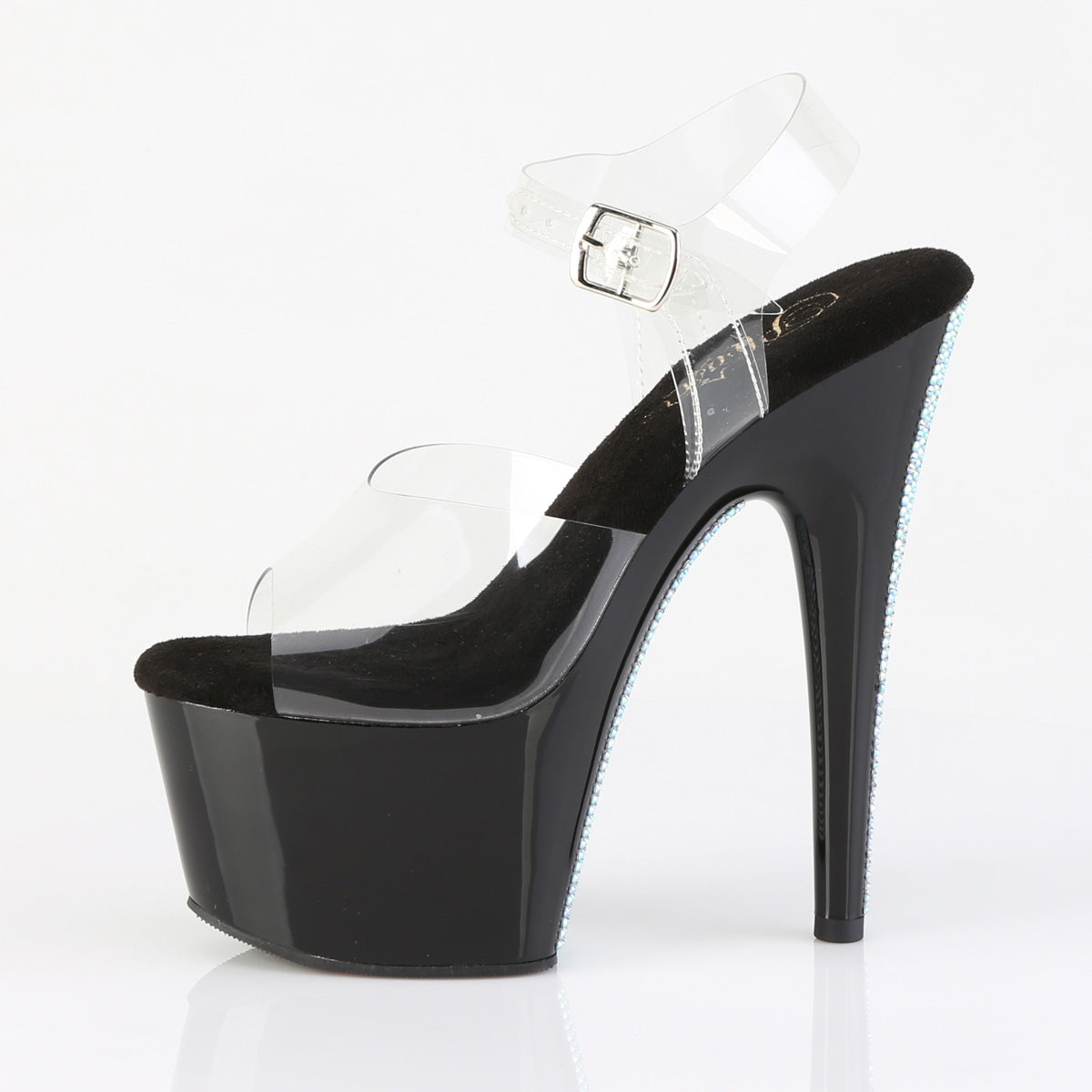 Pleaser Women's Platform Shoes ADORE-708CRS-2 Clr/Blk-Slv RS