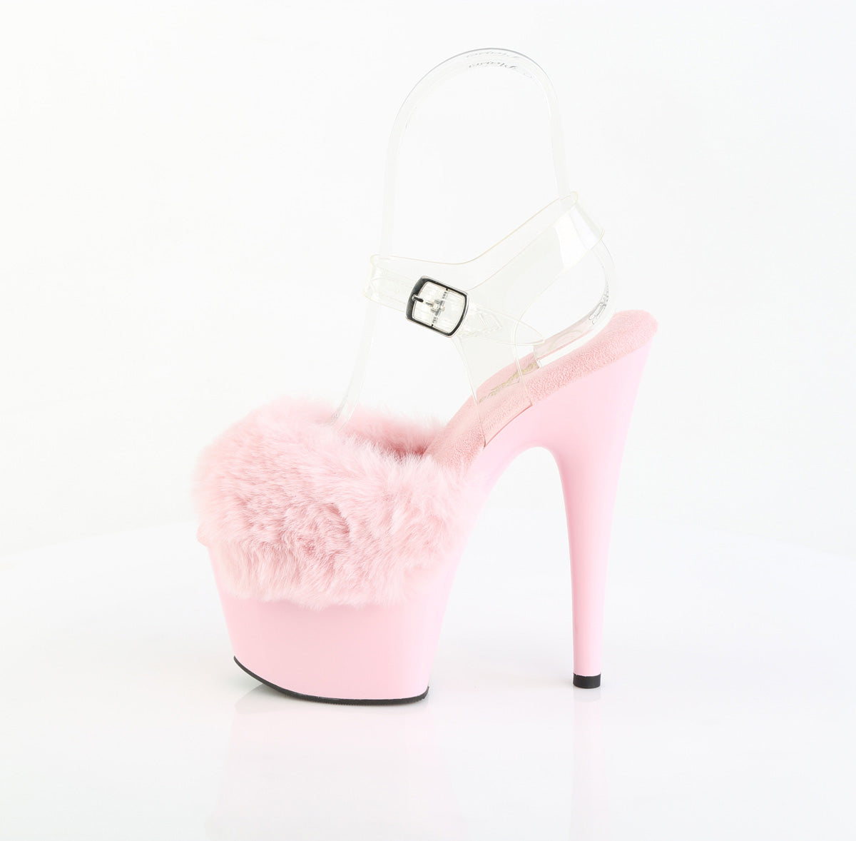Pleaser Women's Platform Shoes ADORE-708FUR B. Pink Faux Fur-Clr TPU/B. Pink